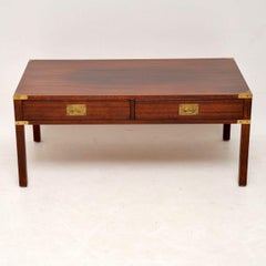Antique Mahogany and Brass Military Campaign Coffee Table