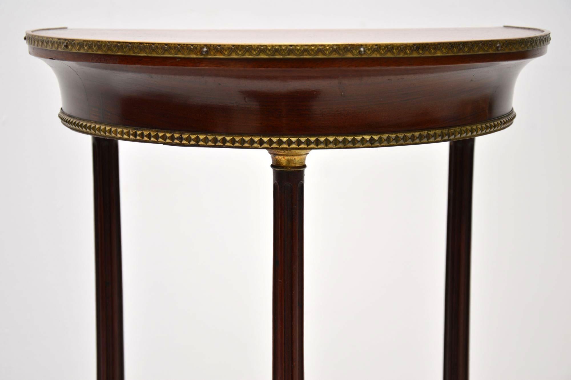 French Antique Mahogany and Brass Side Table