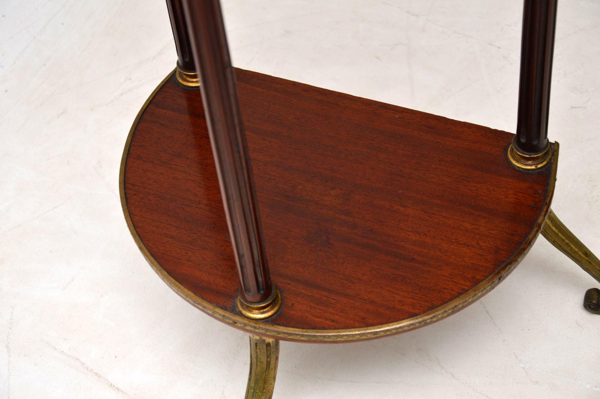Late 19th Century Antique Mahogany and Brass Side Table