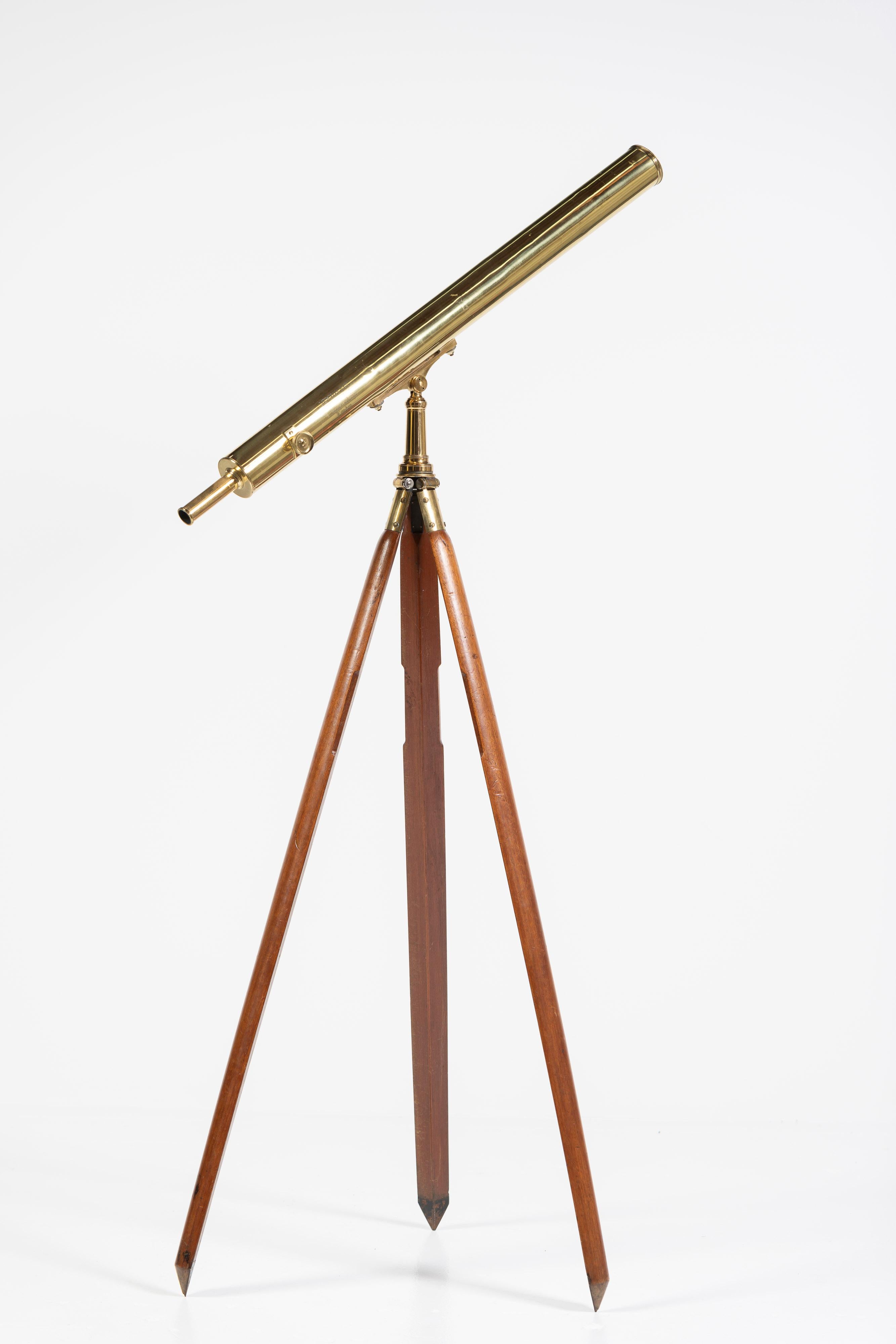 Antique Mahogany and Brass Telescope by Newton Instruments, England