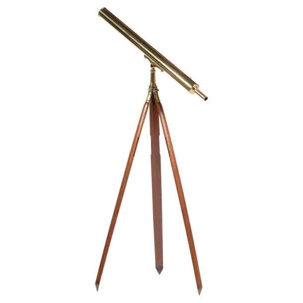 Antique Mahogany and Brass Telescope by Newton Instruments, England