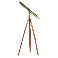 Antique Mahogany & Brass Telescope by Newton Instruments, England, 19th Century