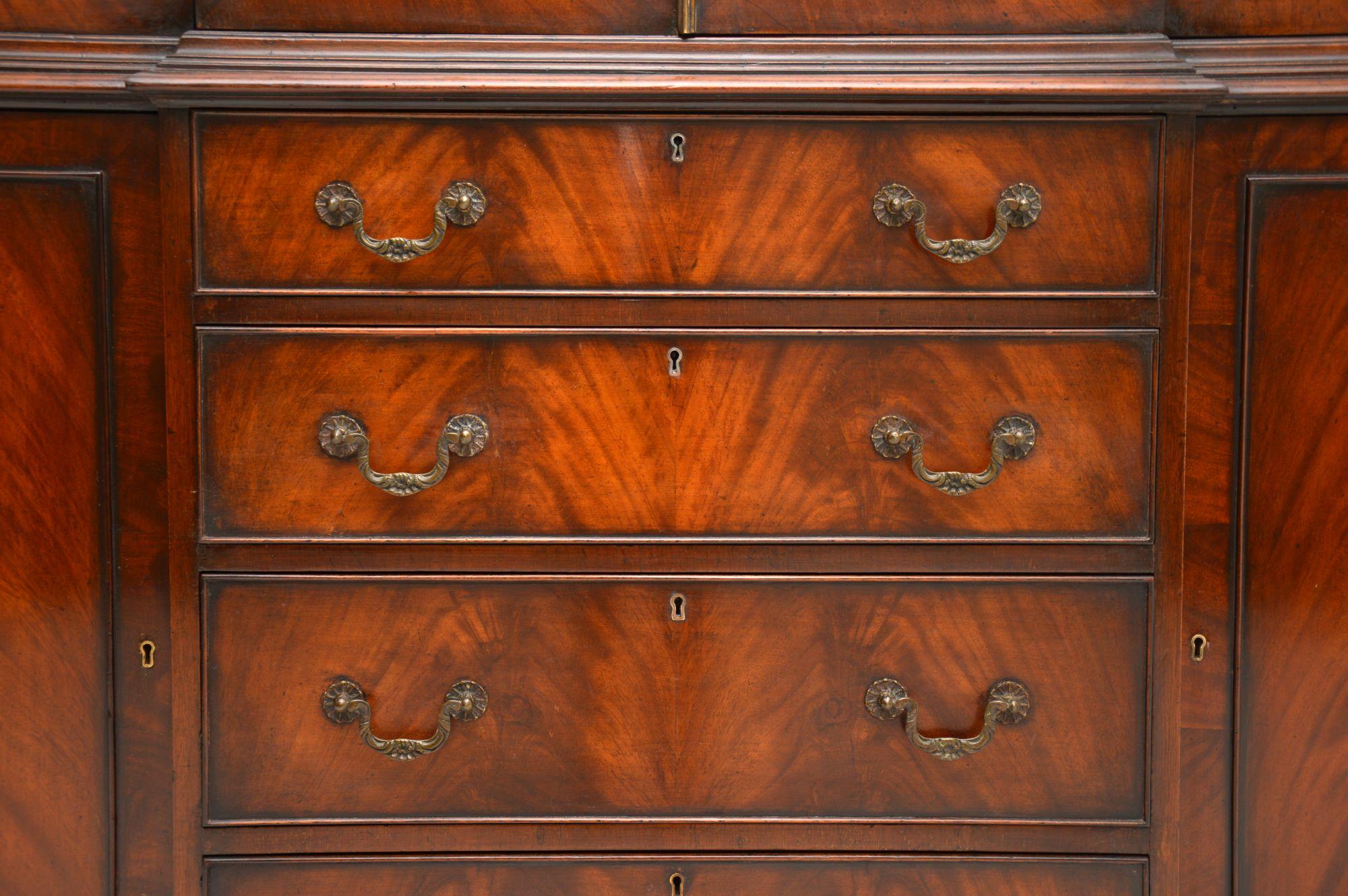 Early 20th Century Antique Mahogany Breakfront Bookcase