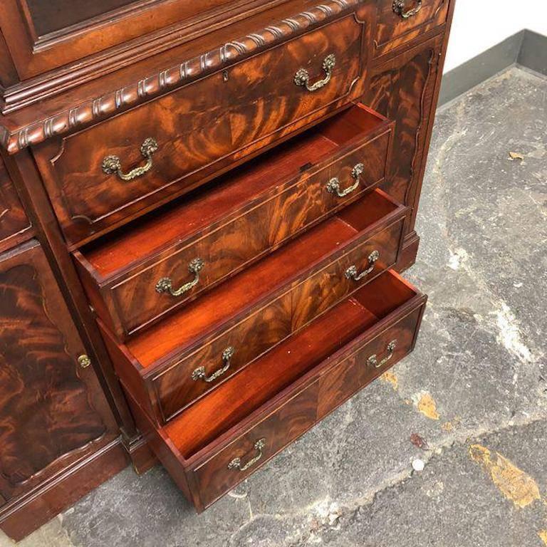 American Antique Mahogany Breakfront Cabinet For Sale