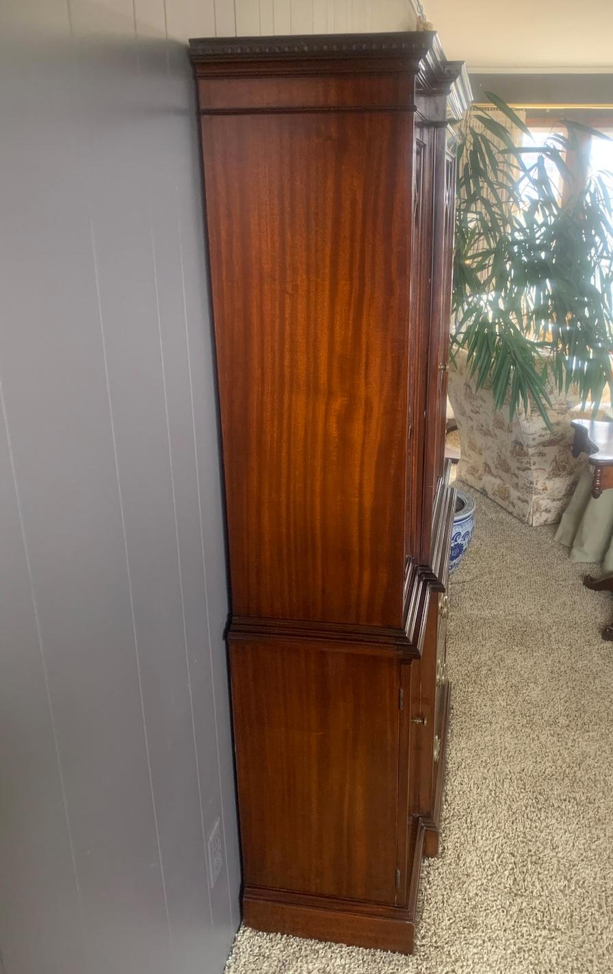 Antique Mahogany Breakfront China Cabinet or Bookcase, Circa 1920s 2