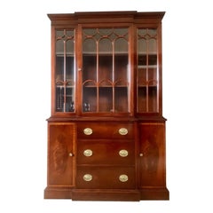 Antique Mahogany Breakfront China Cabinet or Bookcase, Circa 1920s