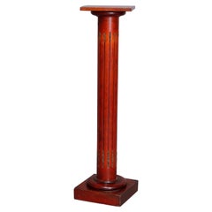 Antique Mahogany and Bronze Neoclassical Pedestal Sculpture Display Stand