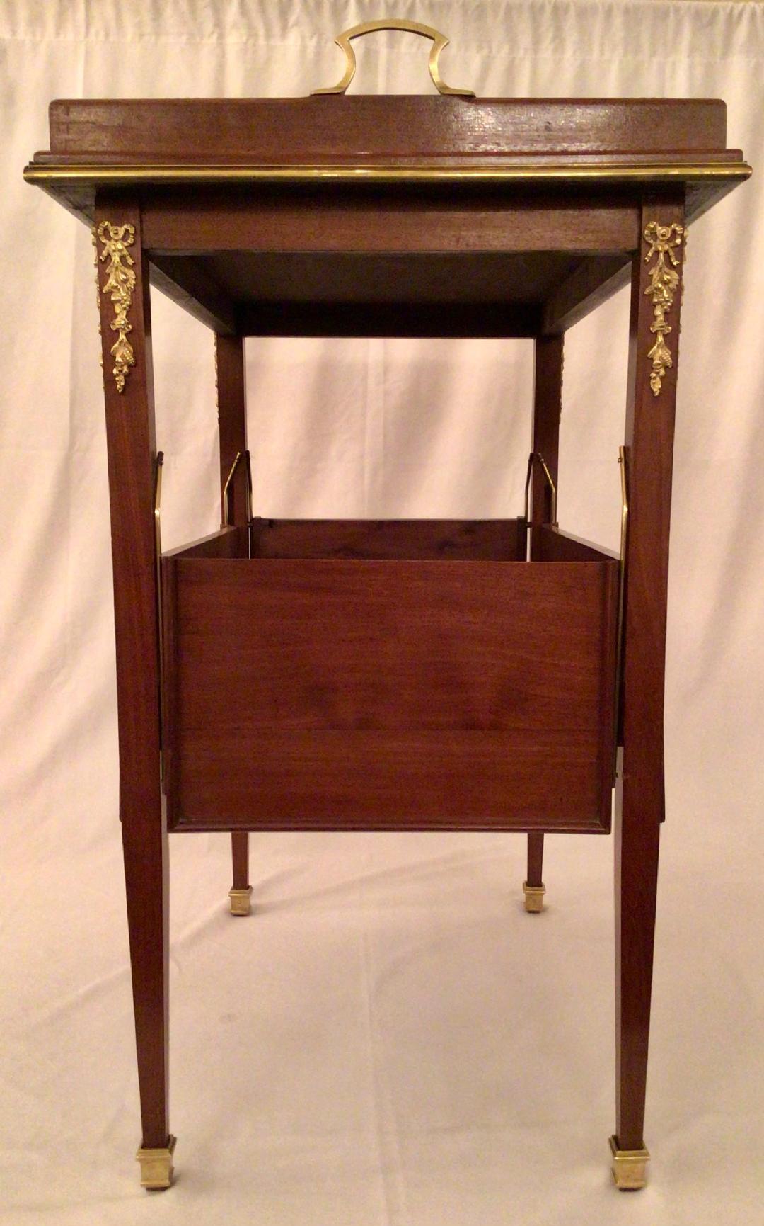 English Antique Mahogany Bronze Trim Serving Cart, circa 1875-1885 For Sale