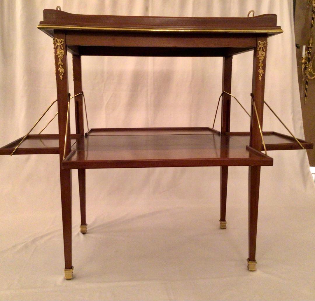 Antique Mahogany Bronze Trim Serving Cart, circa 1875-1885 In Good Condition For Sale In New Orleans, LA