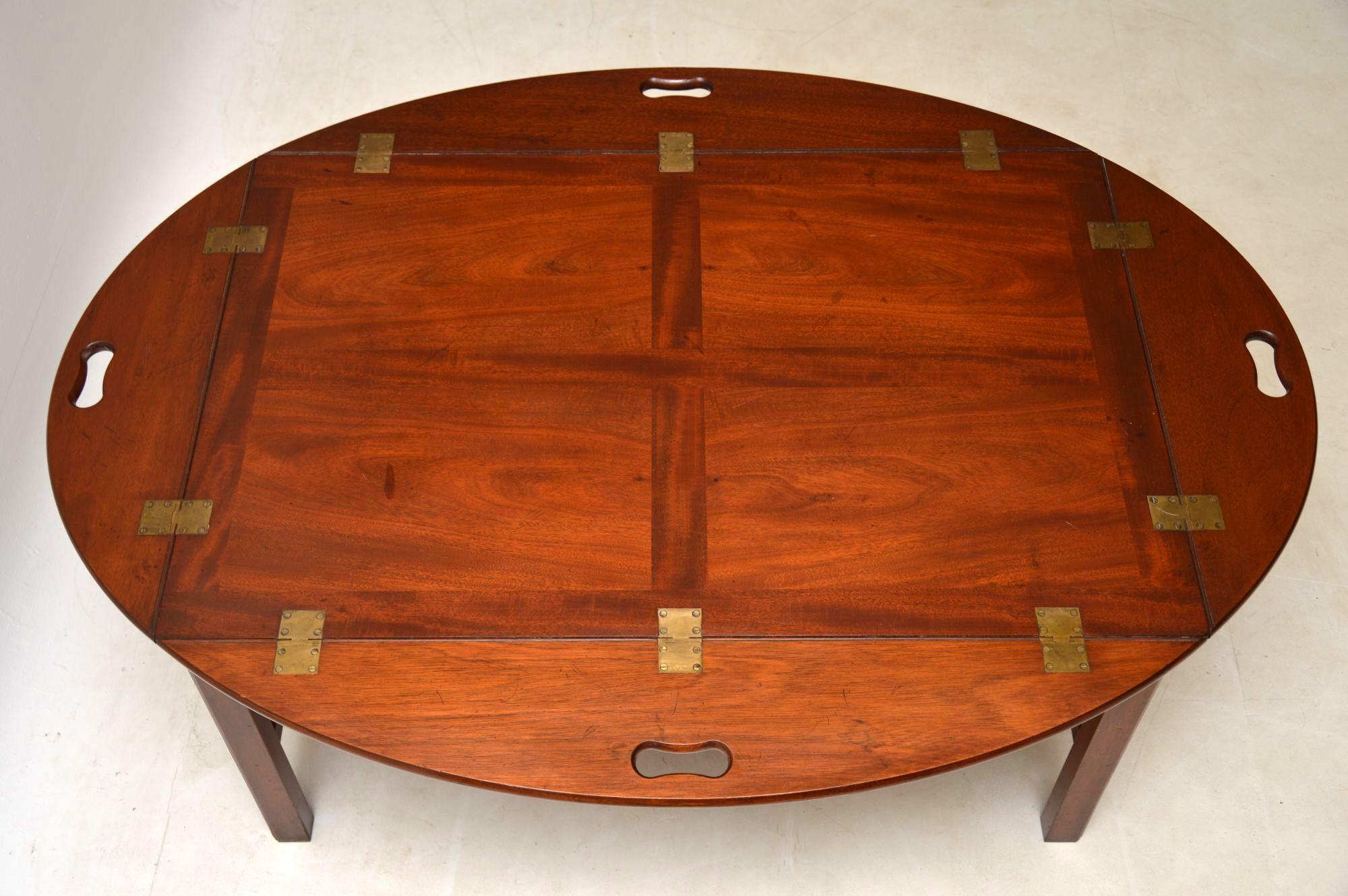 Campaign Antique Mahogany Butlers Tray Top Coffee Table