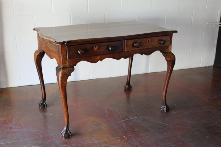 Antique Mahogany Cabriole Leg Table/Desk For Sale at 1stDibs