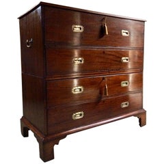Antique Mahogany Campaign Chest of Drawers Secretaire Dresser Victorian No.2