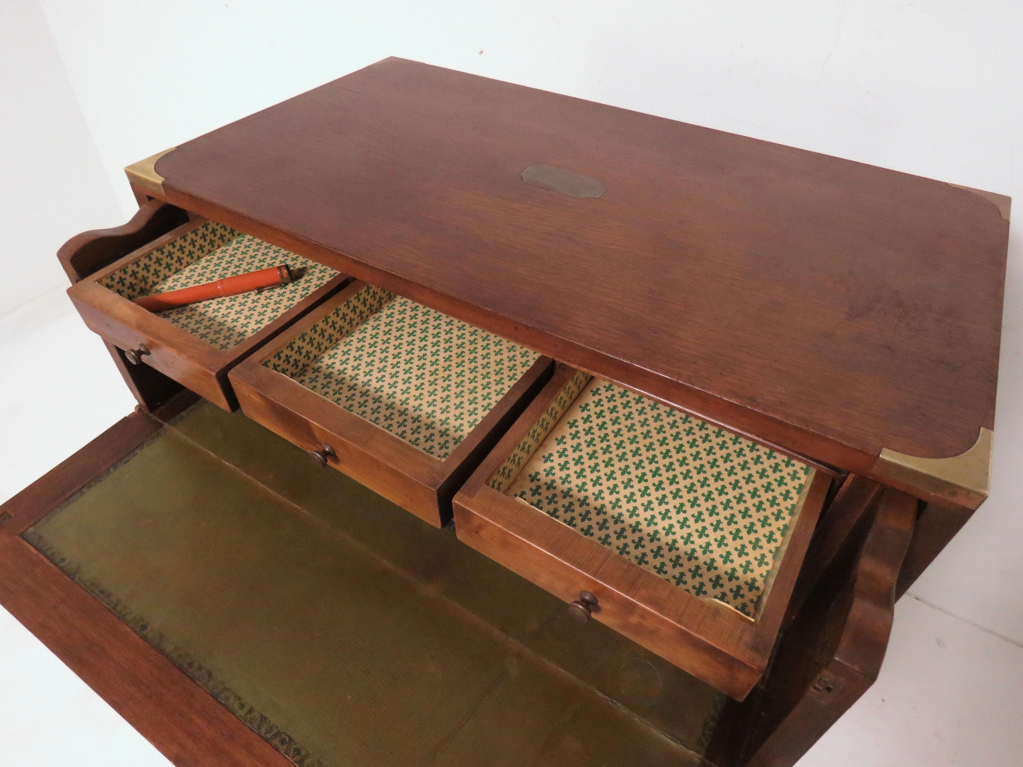 Antique Mahogany Campaign Chest with Desk Drawer, circa 1890s 1
