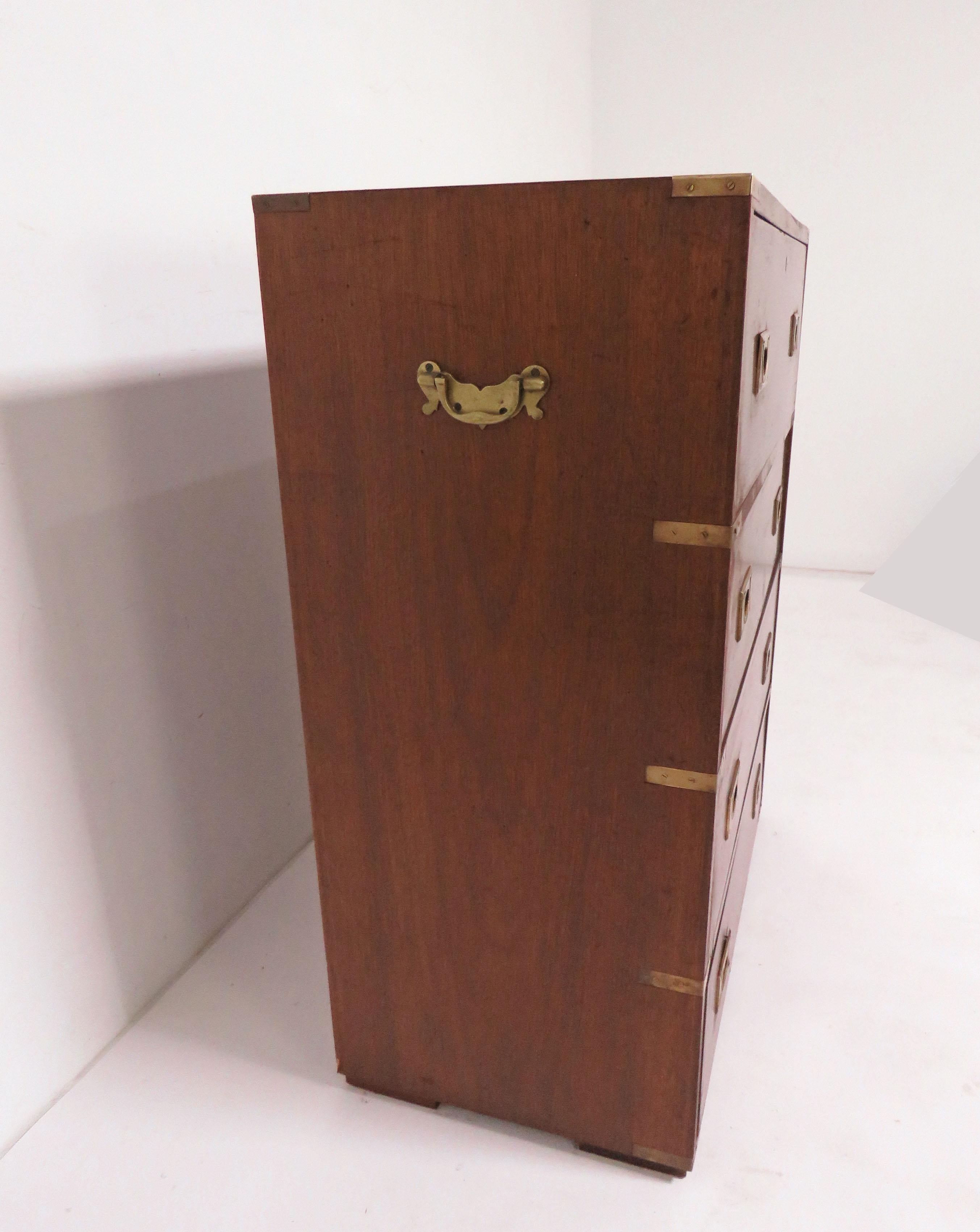 Antique Mahogany Campaign Chest with Desk Drawer, circa 1890s 3