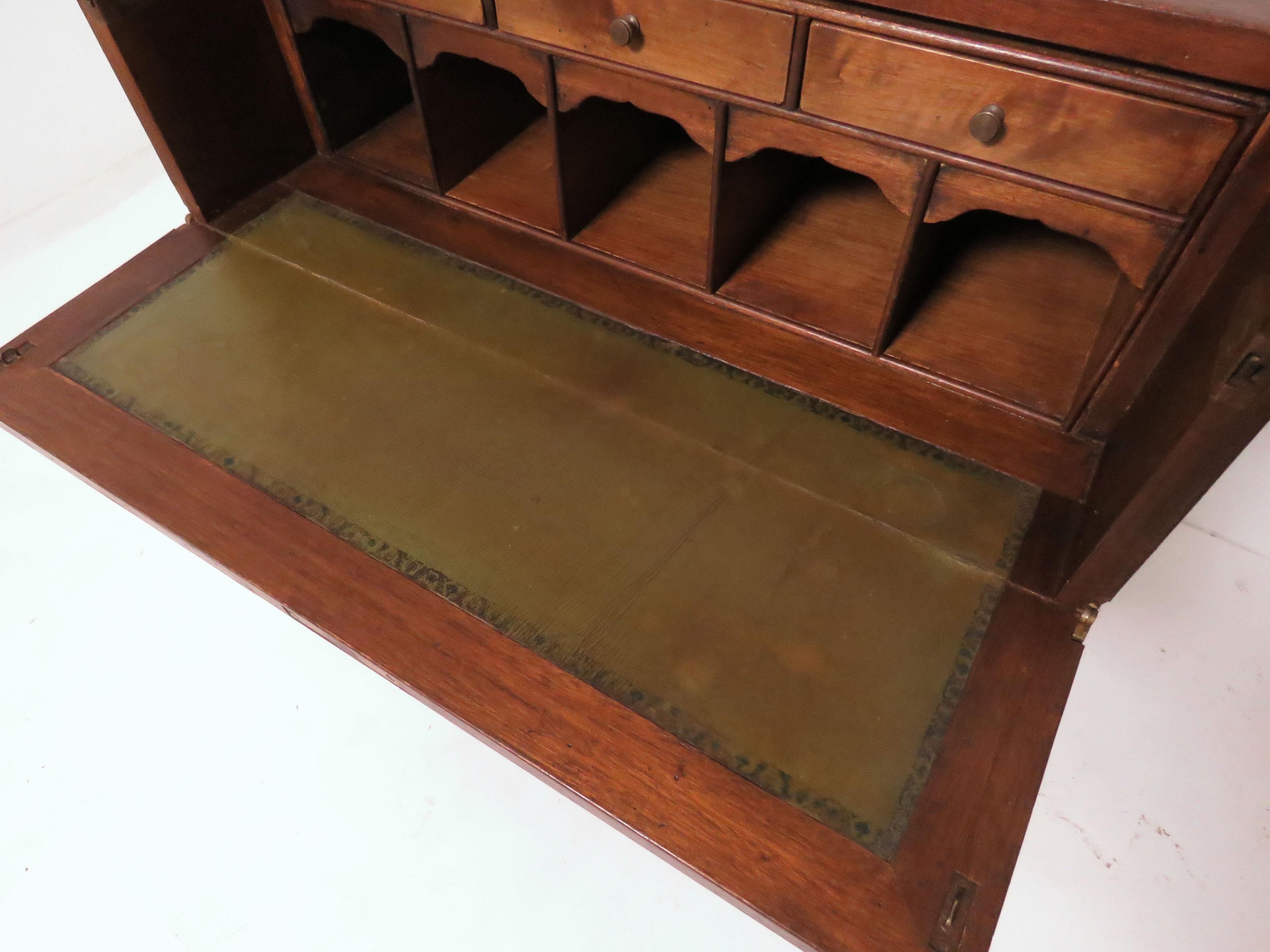 Brass Antique Mahogany Campaign Chest with Desk Drawer, circa 1890s