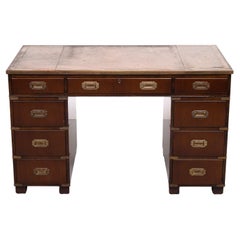 Antique Mahogany Campaign Desk by N. Norton LTD England