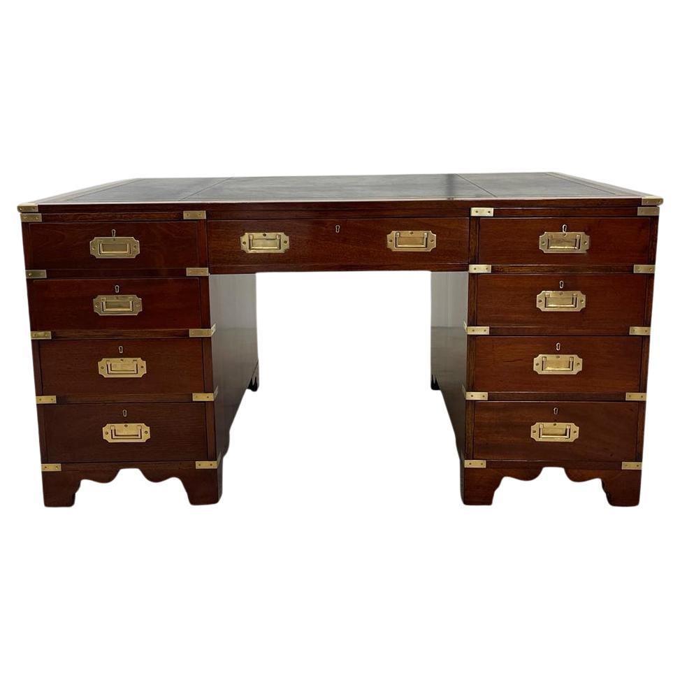 Antique mahogany campaign desk For Sale