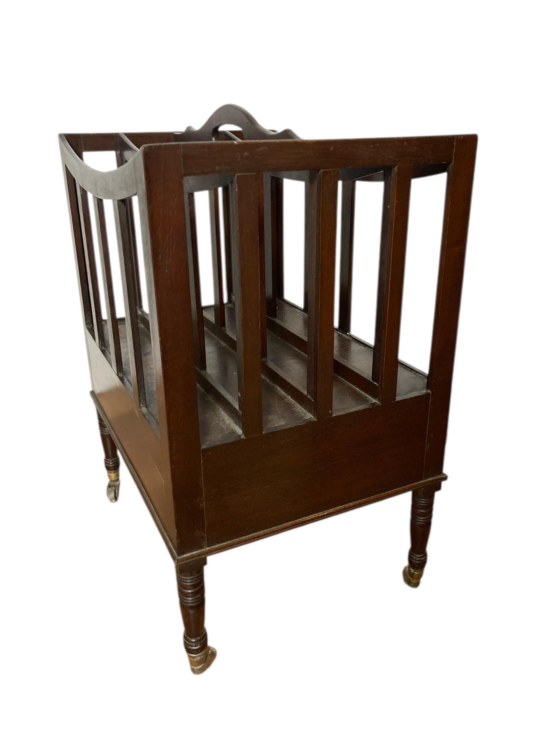 Antique Mahogany Canterbury Magazine or Paper Rack single drawer In Good Condition For Sale In Bishop's Stortford, GB