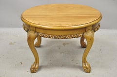 Antique Mahogany Carved Paw Feet Small Oval Chippendale Georgian Coffee Table