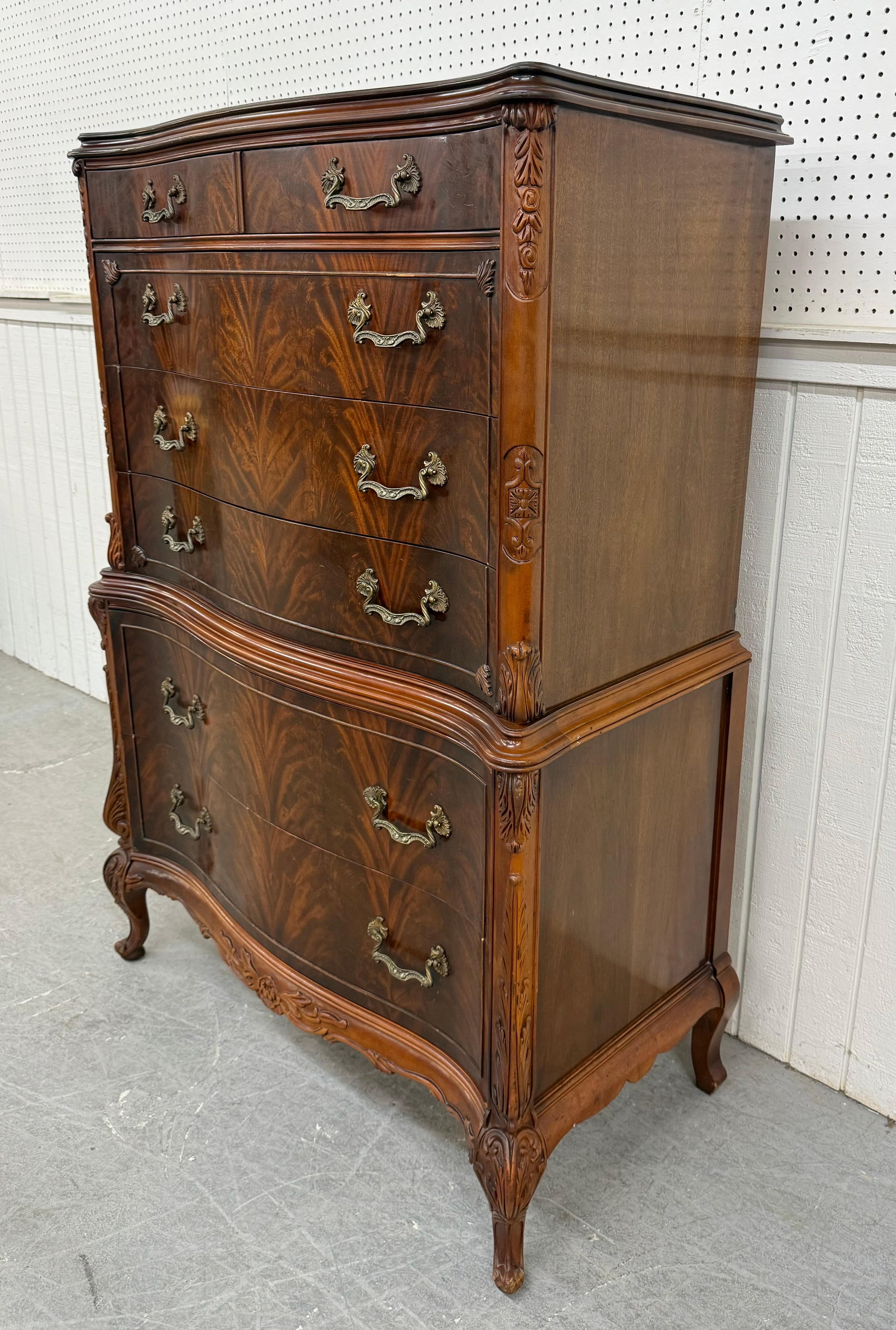 American Antique Mahogany Carved Swan High Chest