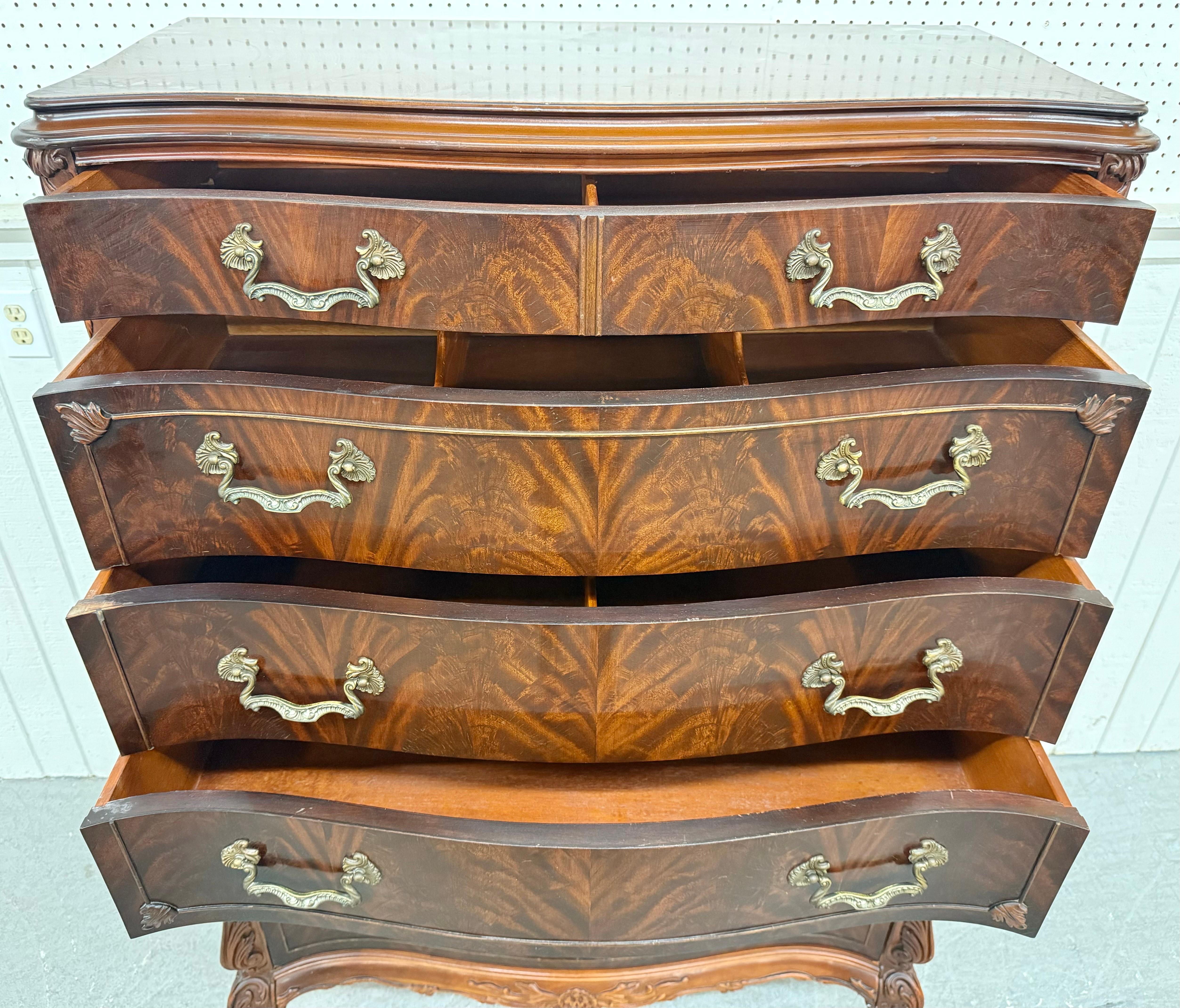 Mid-20th Century Antique Mahogany Carved Swan High Chest