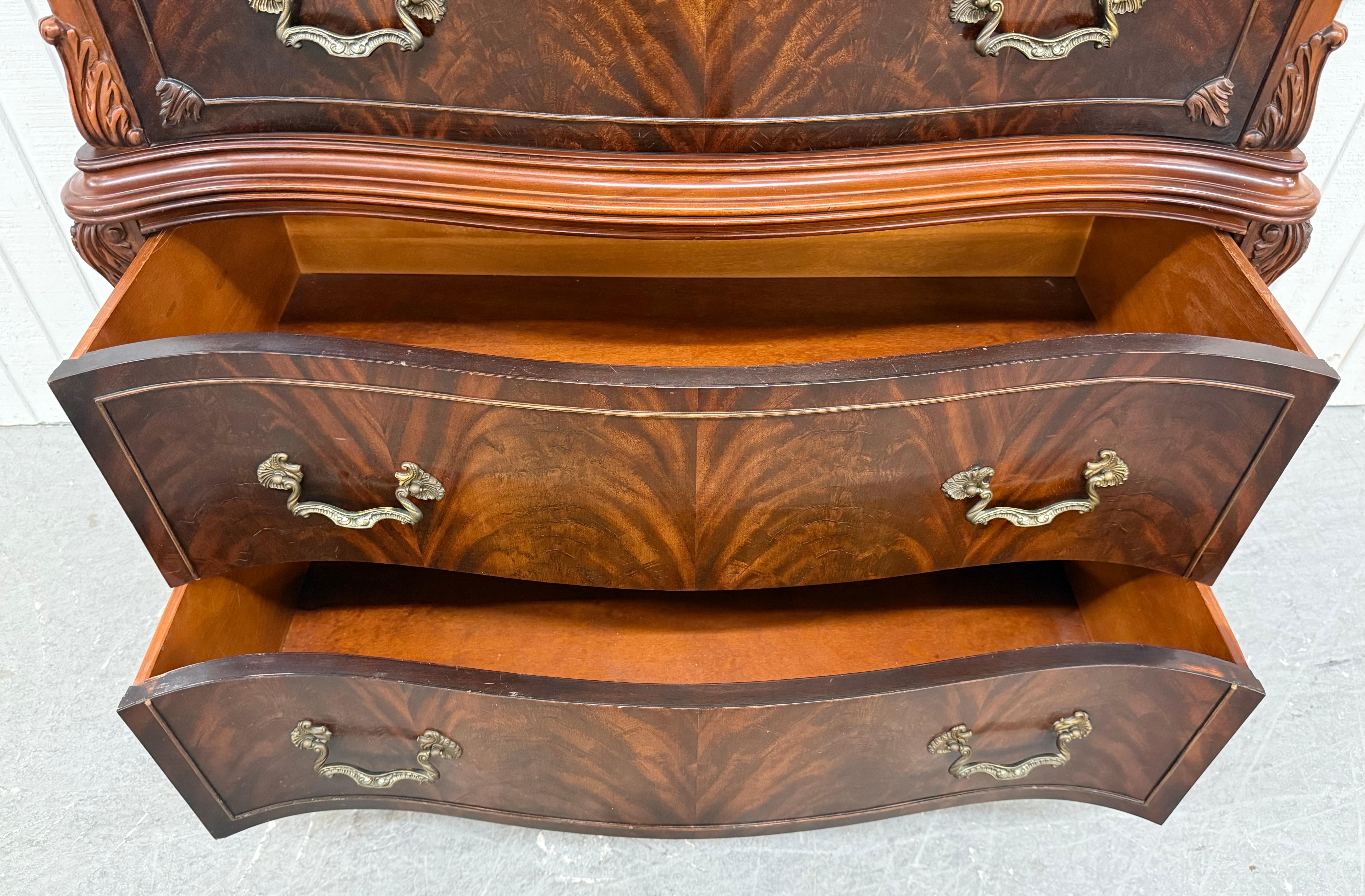 Brass Antique Mahogany Carved Swan High Chest