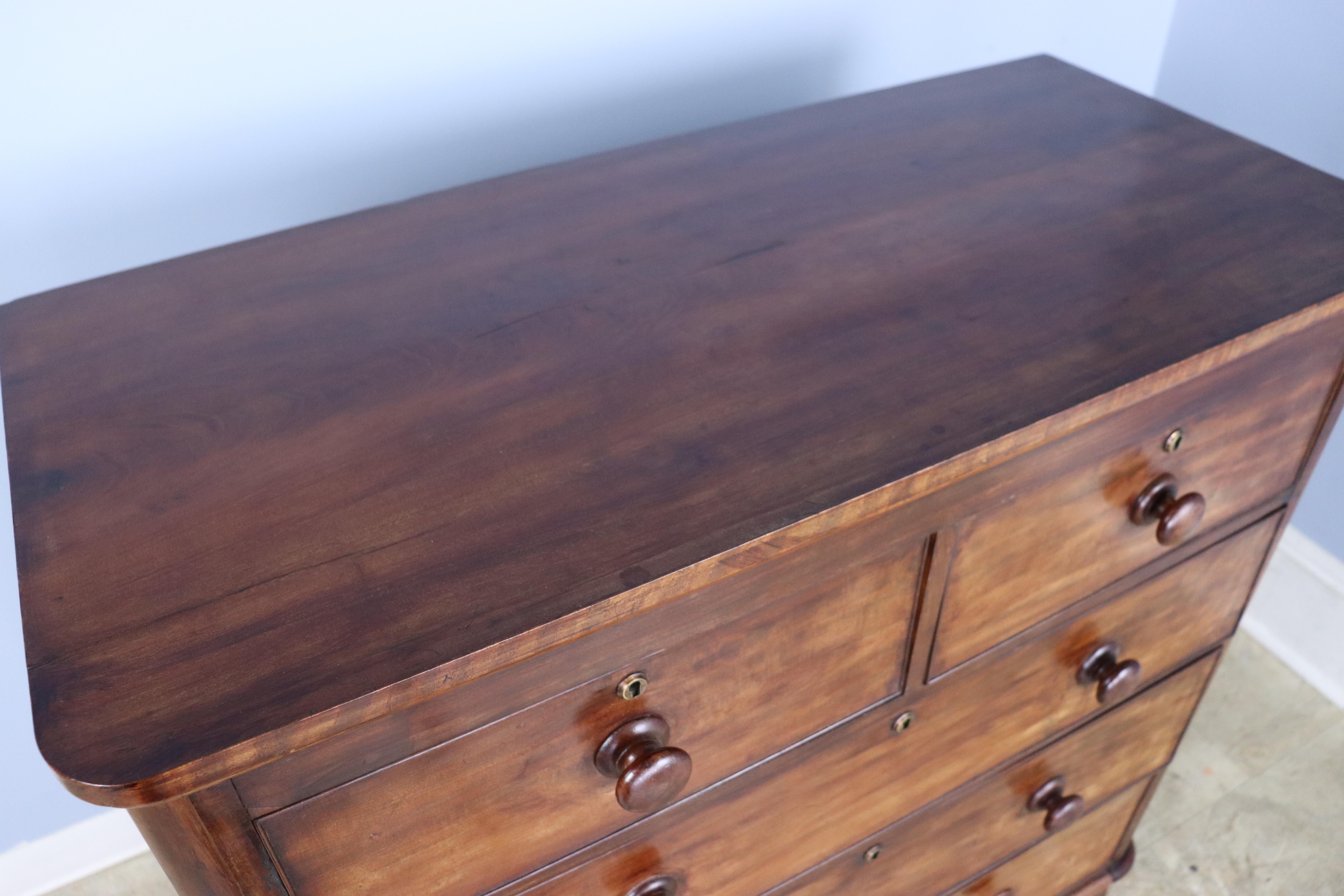 Antique Mahogany Chest of Drawers, Two Over Three Construction For Sale 1