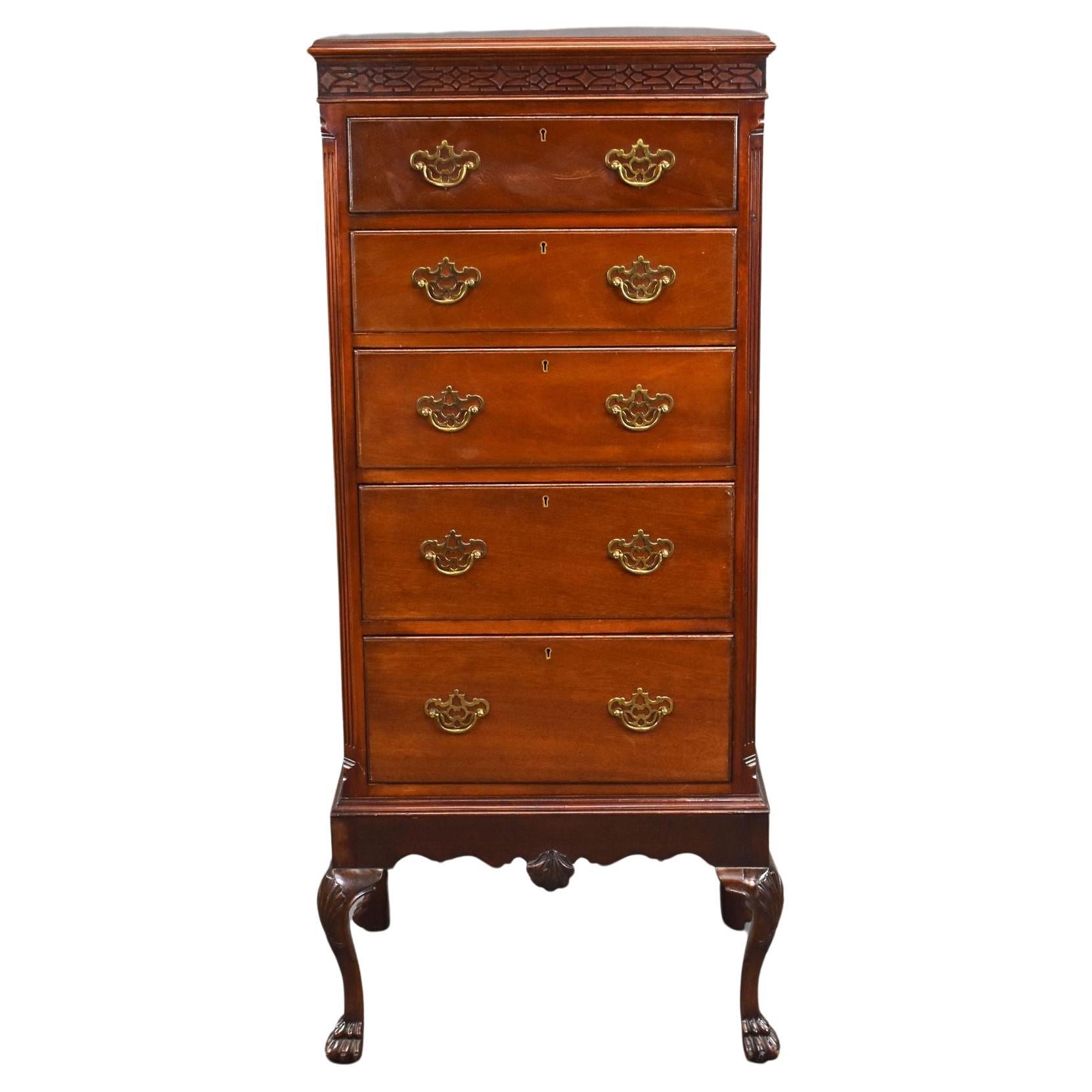 Antique Mahogany Chest on Stand For Sale