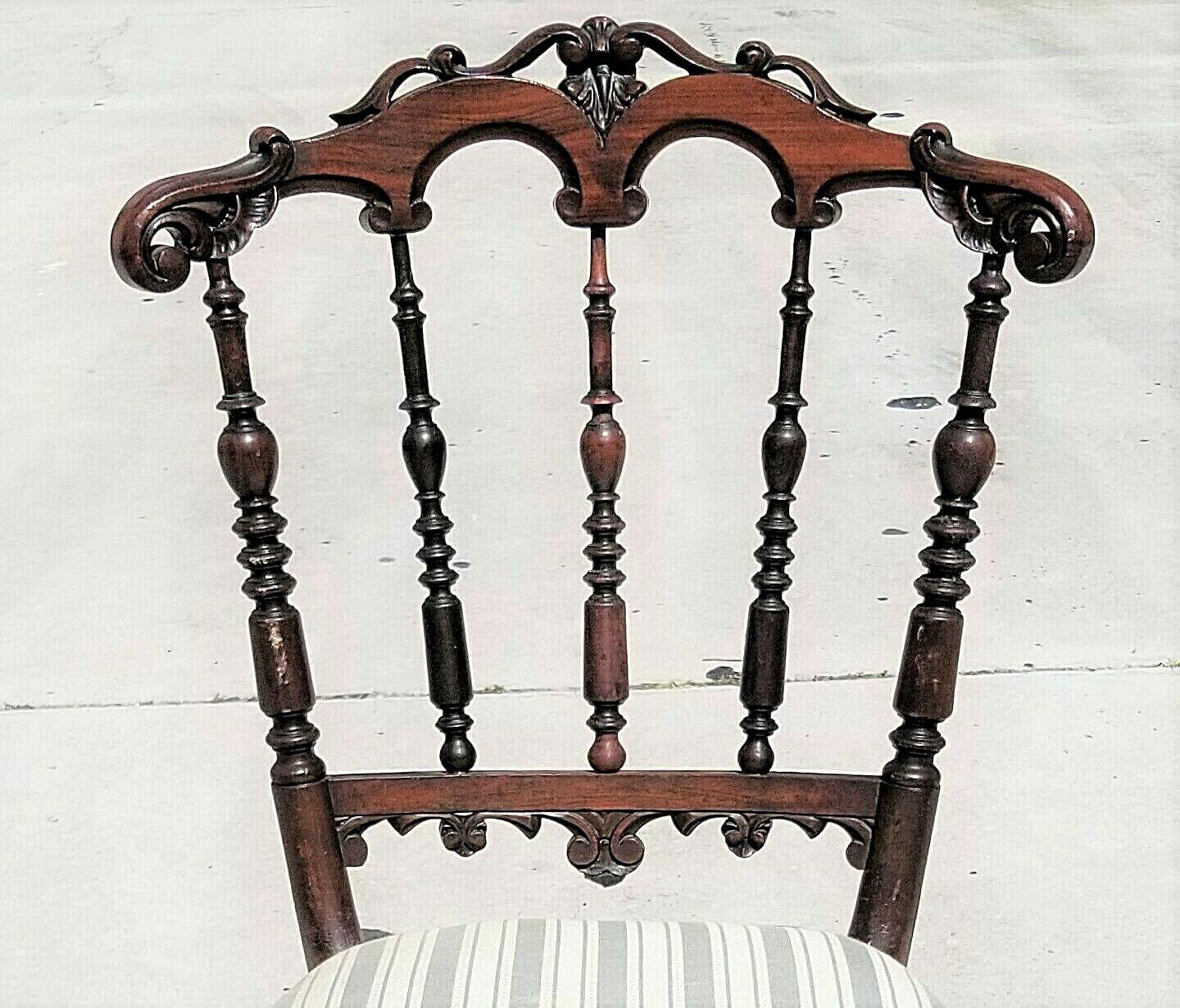For FULL item description click on CONTINUE READING at the bottom of this page.

Offering one of our recent palm beach estate fine furniture acquisitions of an
antique hand carved chiavari mahogany or walnut petite vanity desk accent dining