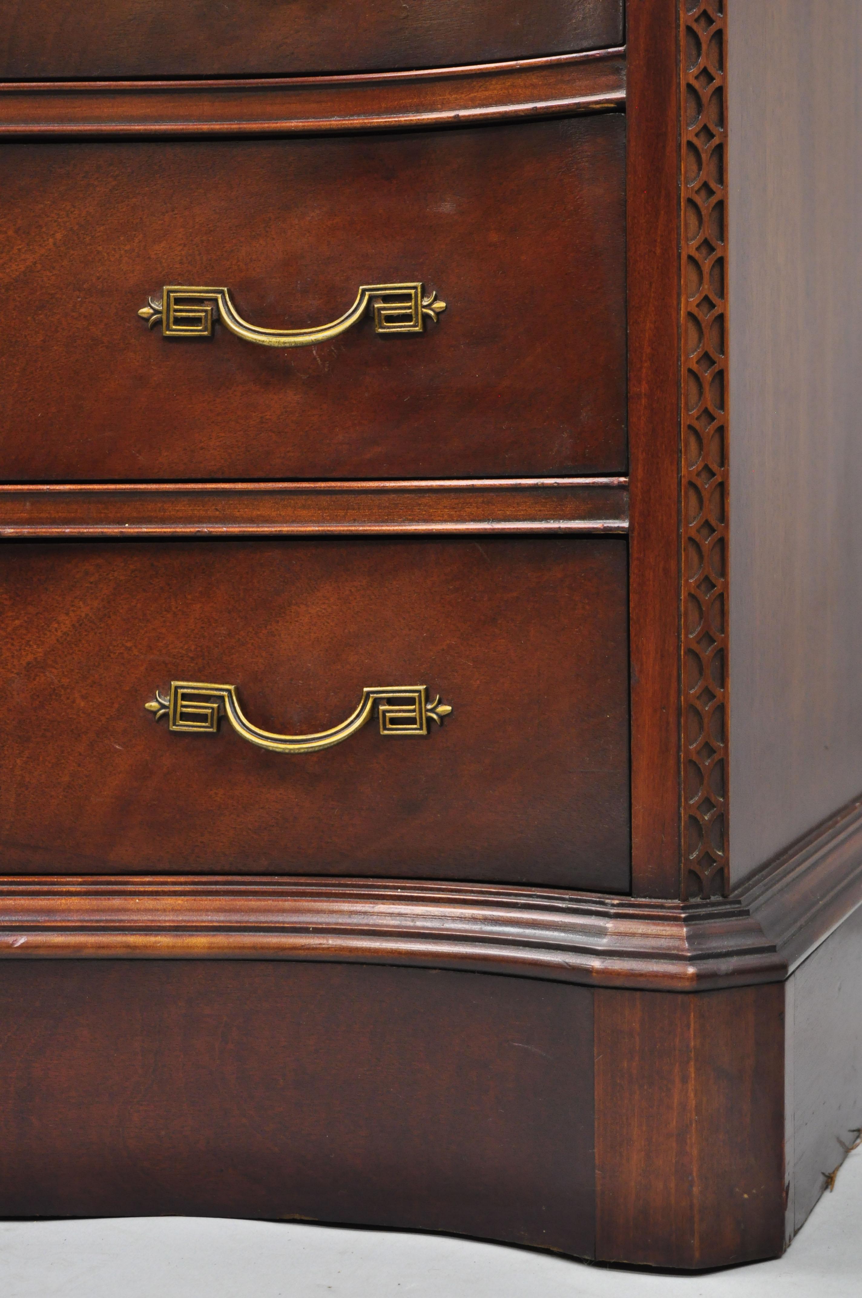 Antique Mahogany Chinese Chippendale Carved Fretwork Bookcase Secretary Desk 2