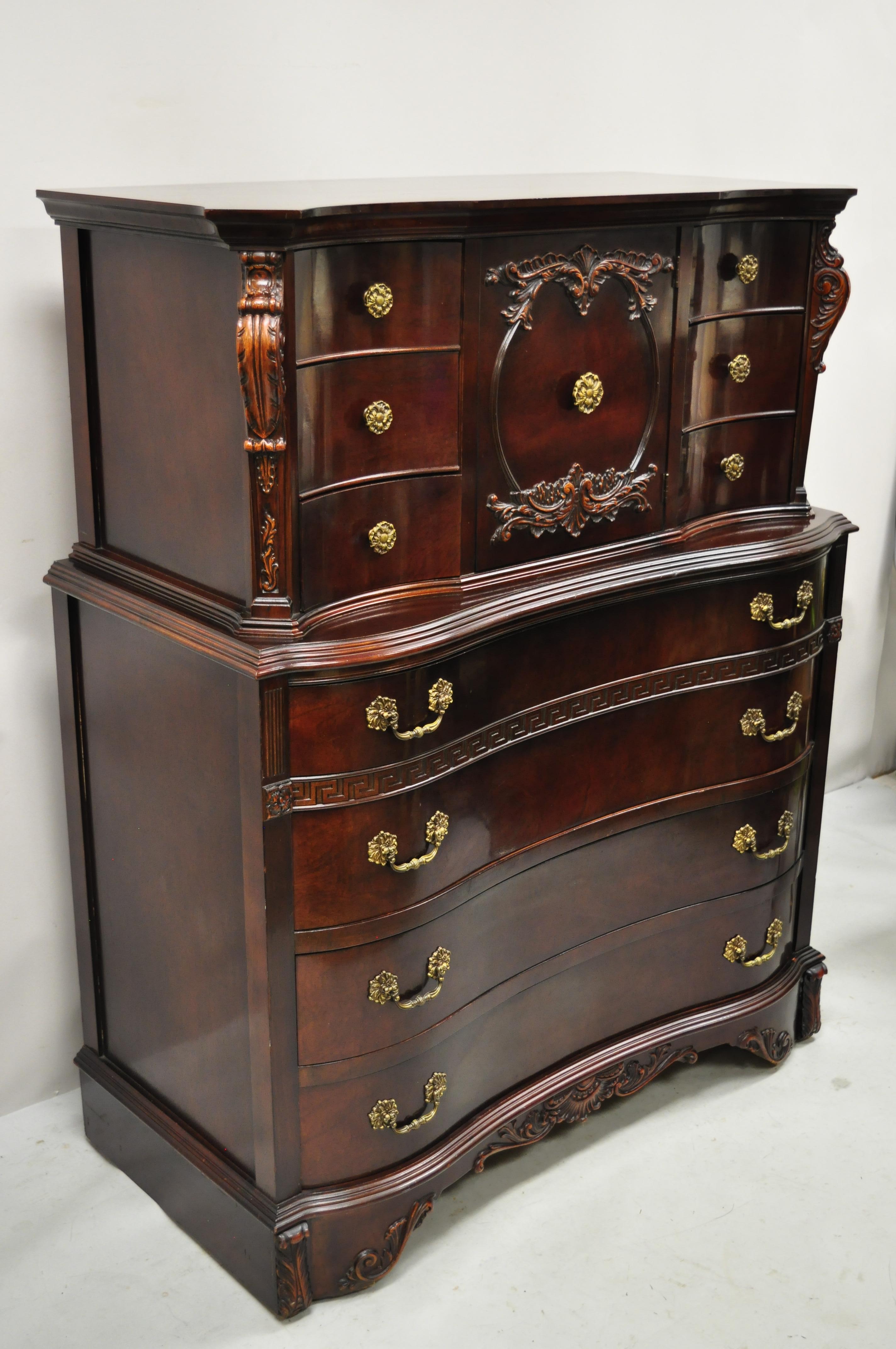 Antique Mahogany Chinese Chippendale Hollywood Regency Chest Dresser Cabinet For Sale 3