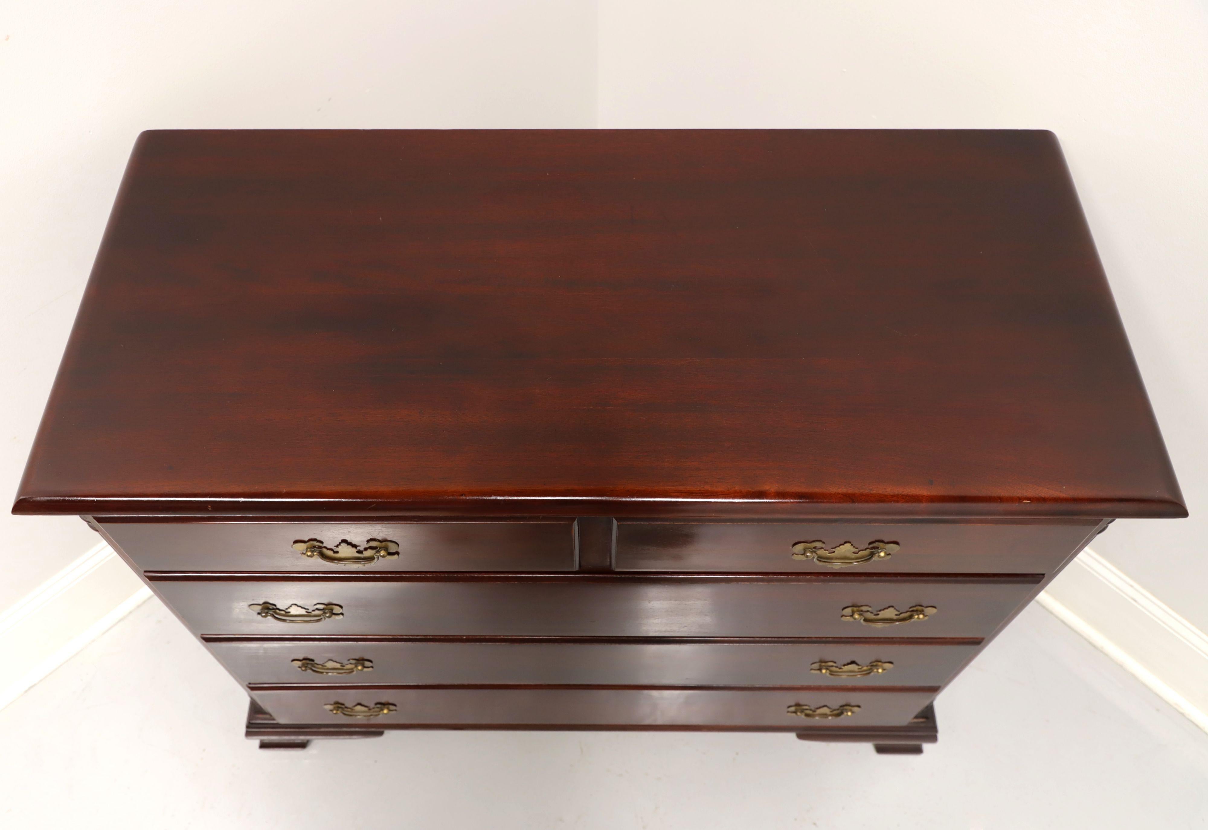 Brass Antique Mahogany Chippendale Bachelor Chest with Fluted Columns