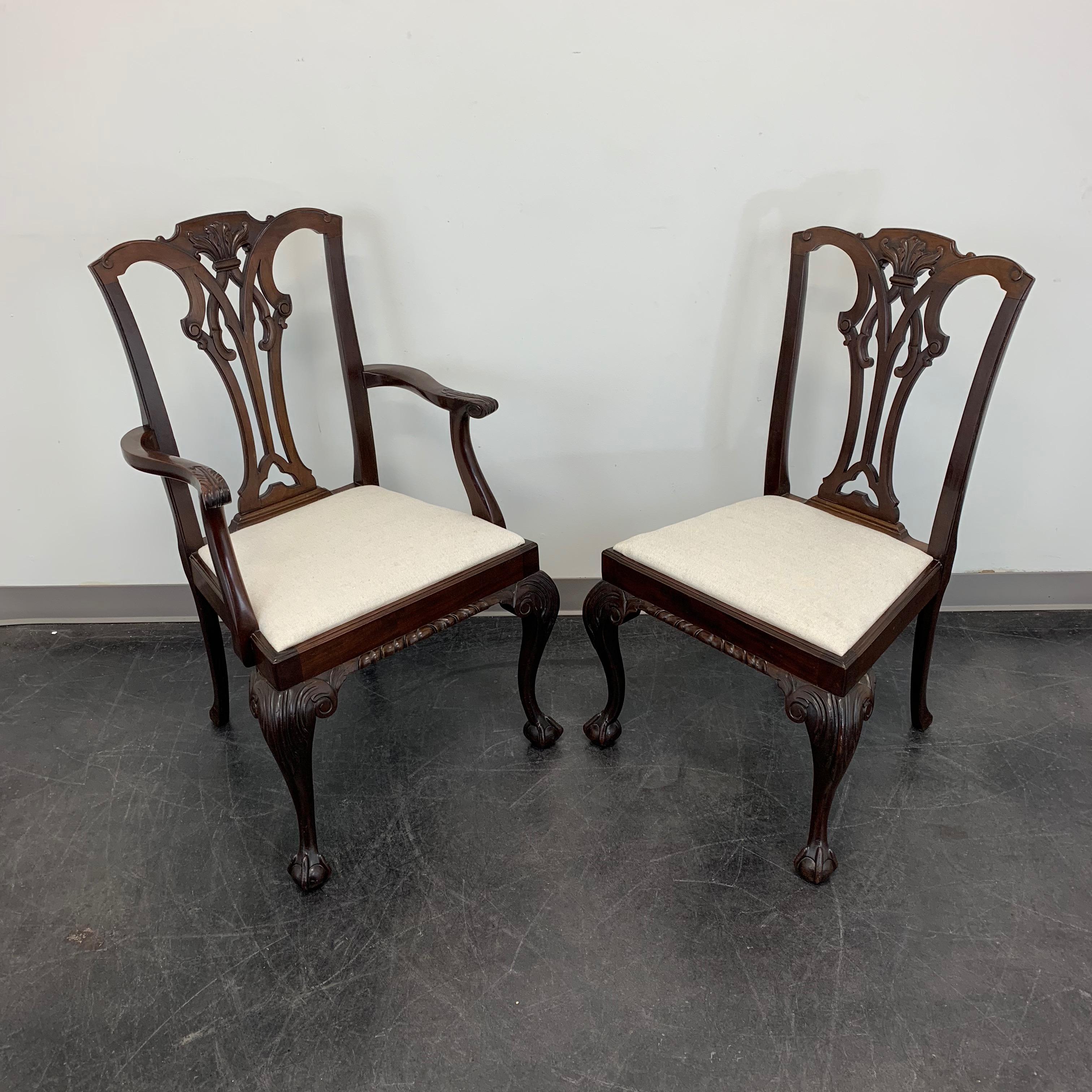 Antique Mahogany Chippendale Ball Claw Dining Chairs by Pratt Bros - Set of 6 In Fair Condition In Charlotte, NC