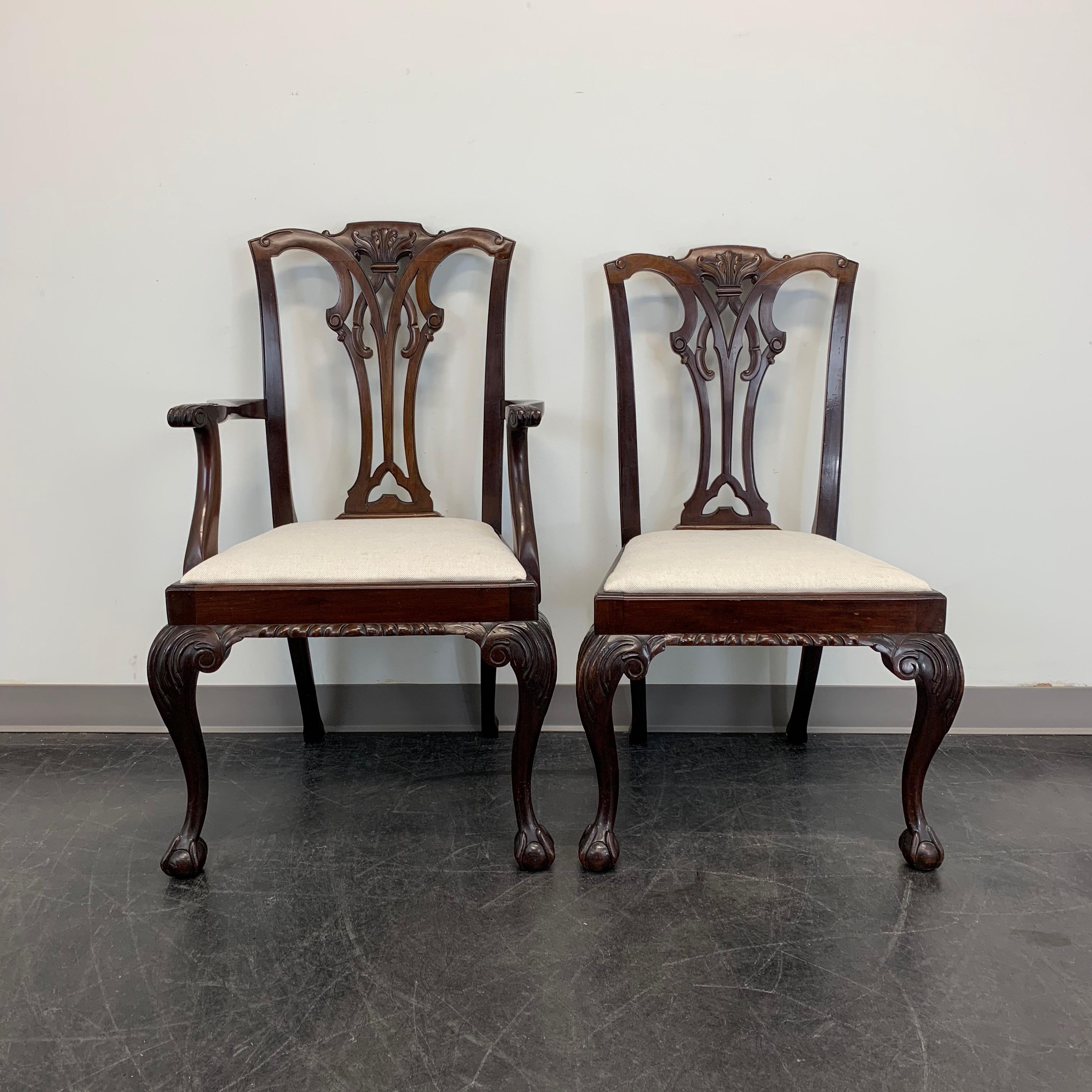 20th Century Antique Mahogany Chippendale Ball Claw Dining Chairs by Pratt Bros - Set of 6