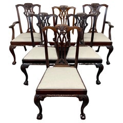 Antique Mahogany Chippendale Ball Claw Dining Chairs by Pratt Bros - Set of 6