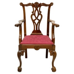 Antique Mahogany Chippendale Ball in Claw Armchair
