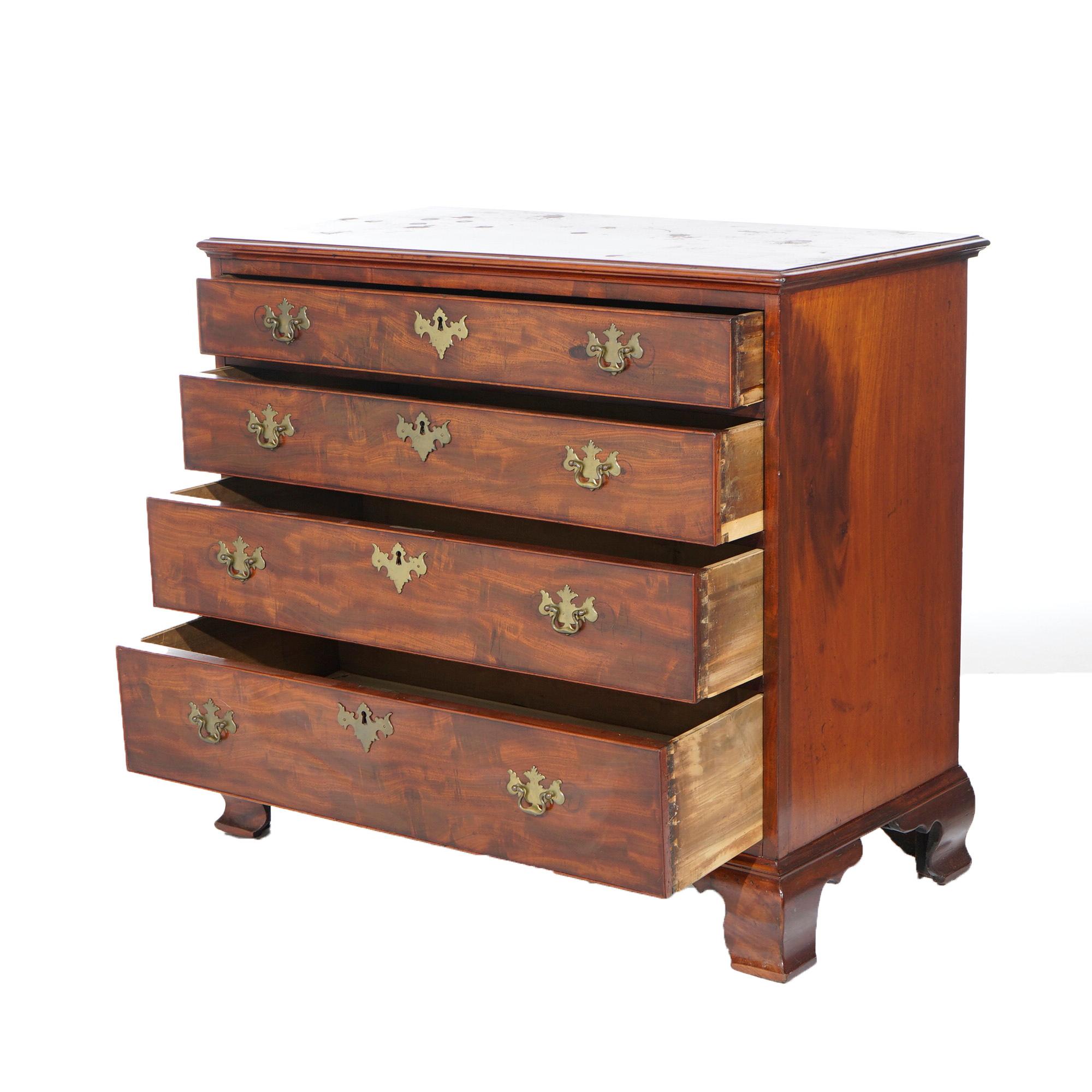 Antique Mahogany Chippendale Chest with Graduated Doors, c1820 In Good Condition In Big Flats, NY