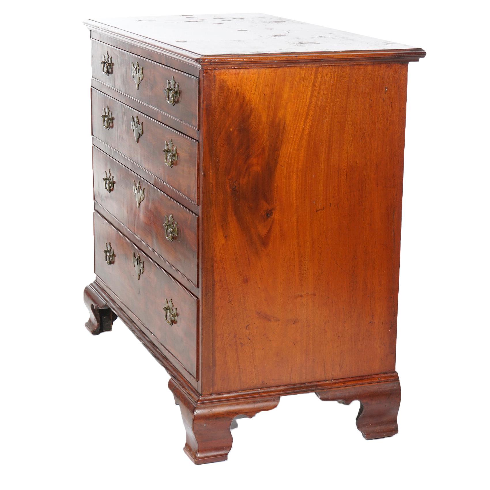 19th Century Antique Mahogany Chippendale Chest with Graduated Doors, c1820