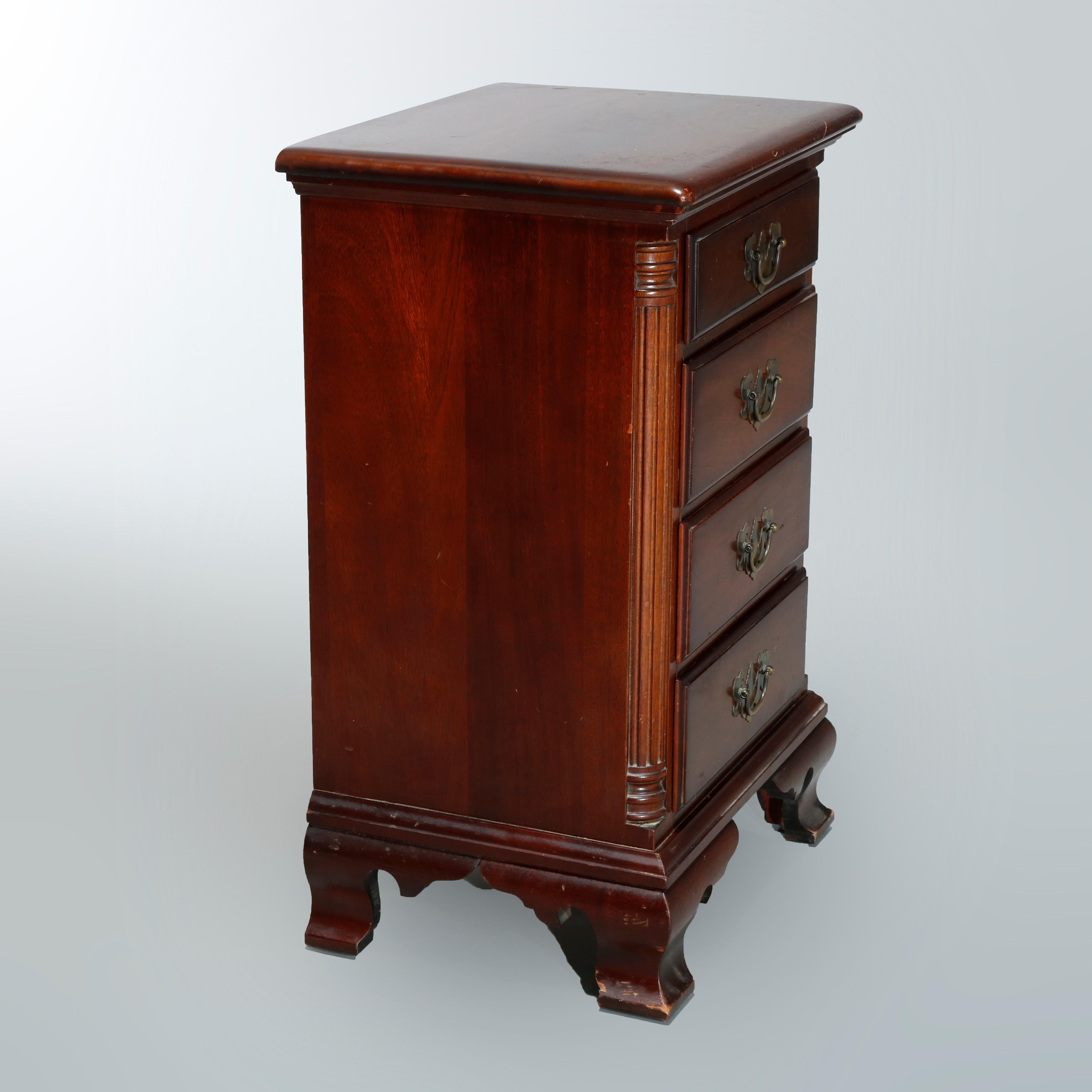 North American Antique Mahogany Chippendale Four-Drawer Side Stand, Circa 1930