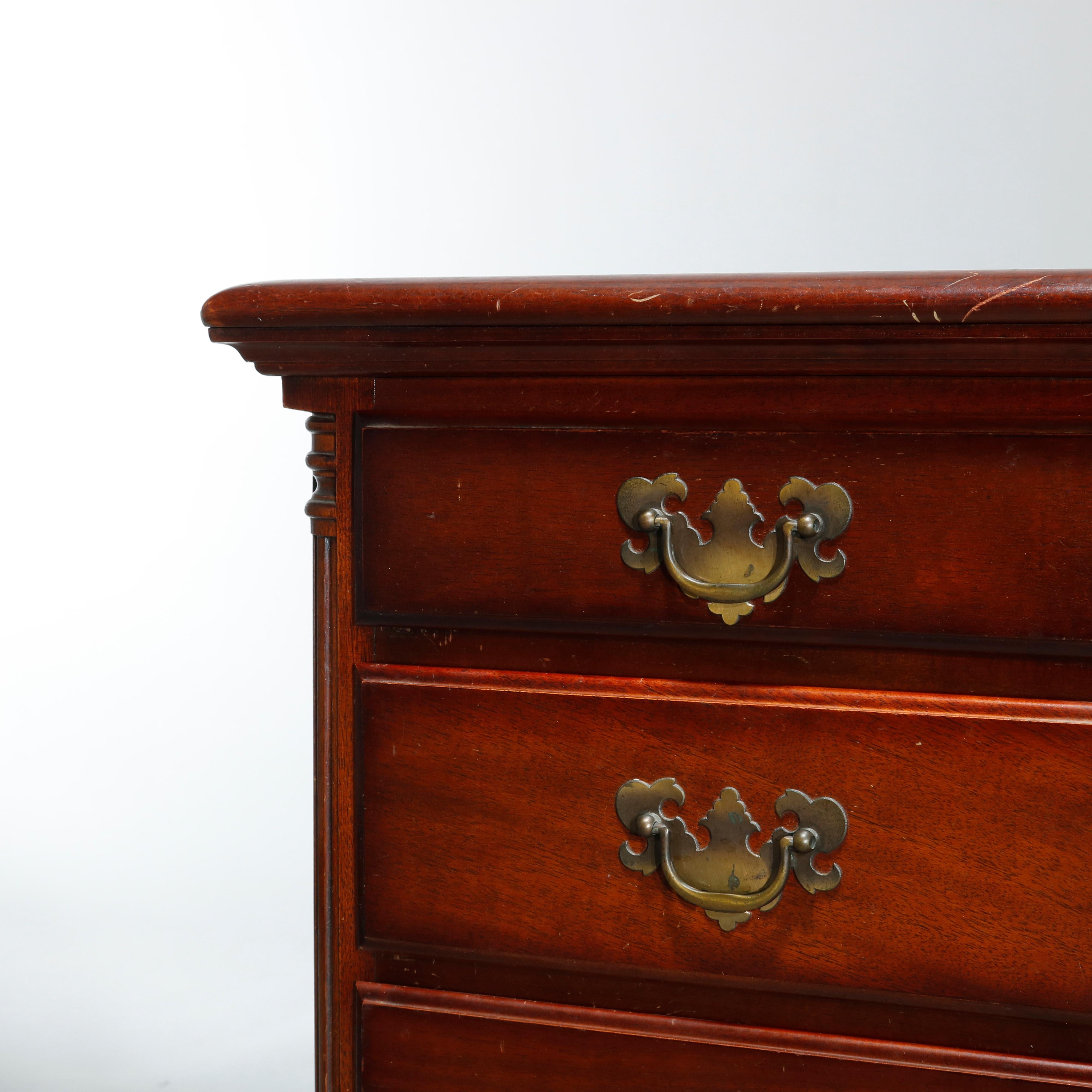 Carved Antique Mahogany Chippendale Four-Drawer Side Stand, Circa 1930