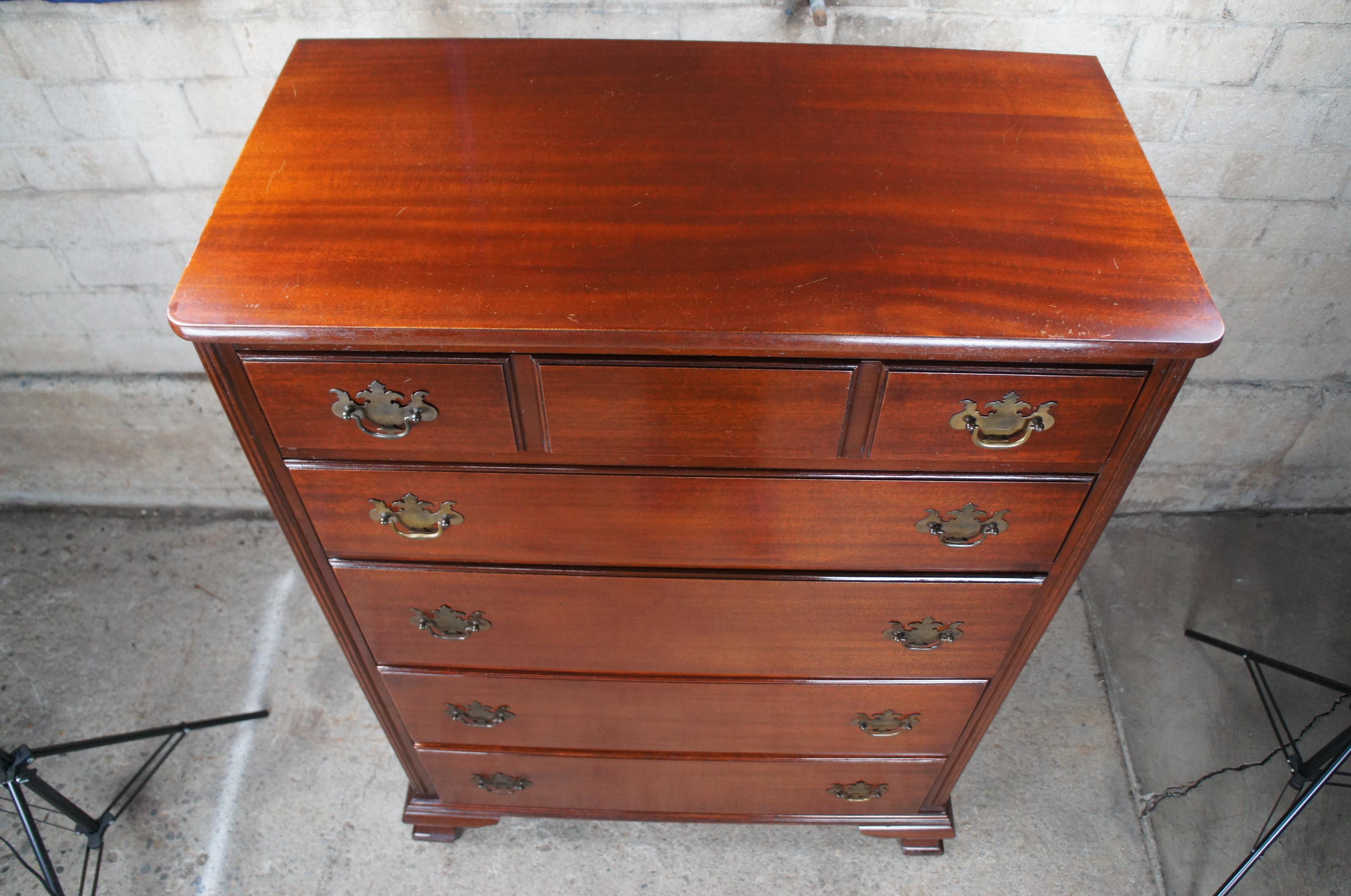 Antique Mahogany Chippendale Georgian Style Tallboy Dresser Chest of Drawers 50