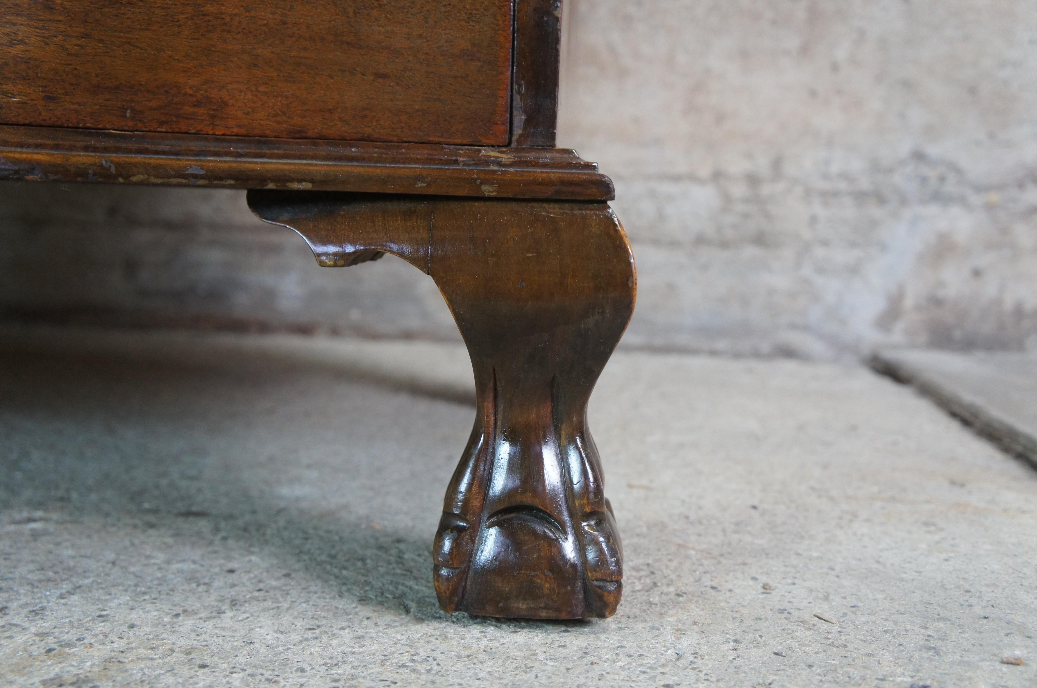 19th Century Antique Mahogany Chippendale Serpentine Oxbow Secretary Library Writing Desk 