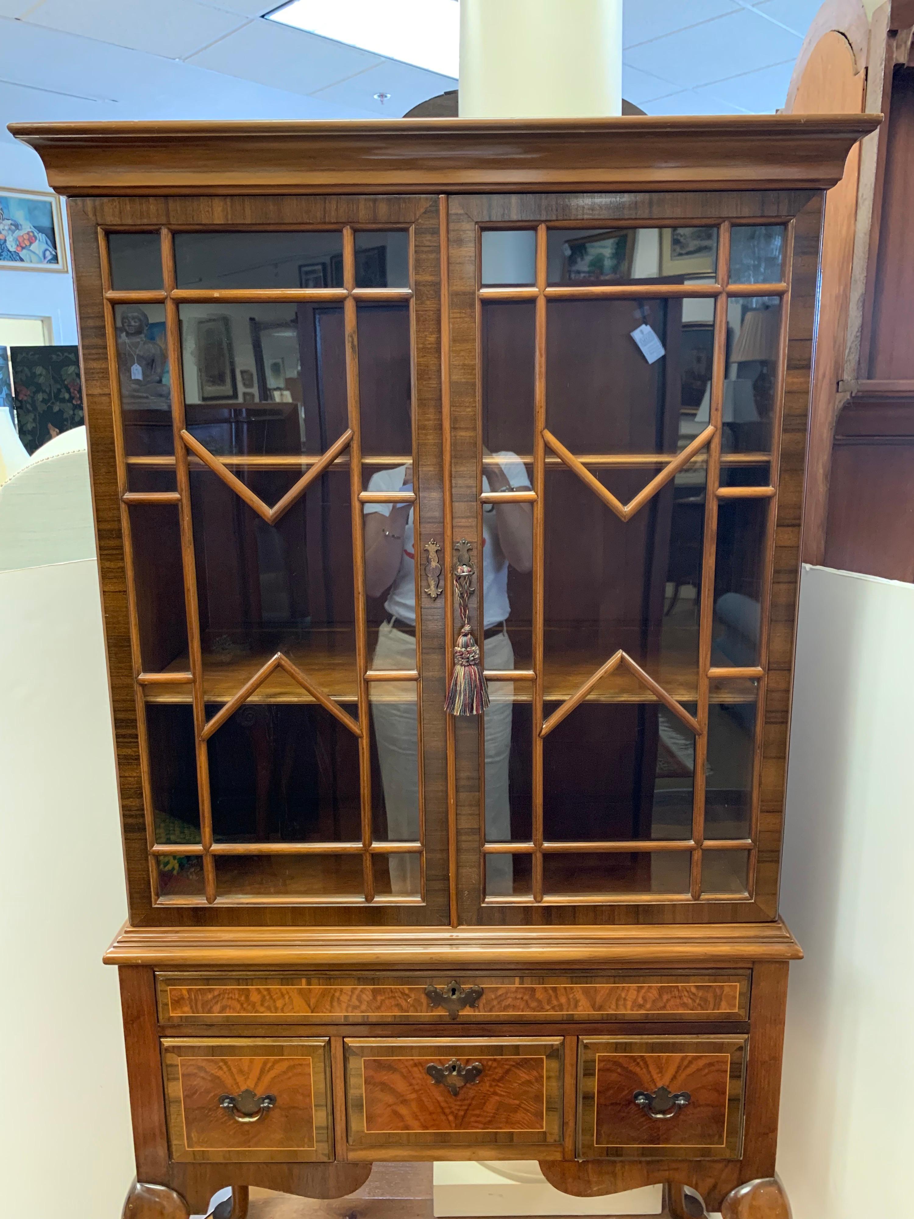 20th Century Antique Mahogany Chippendale Style China Cabinet Display Case