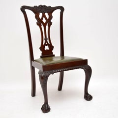 Antique Mahogany Chippendale Style Dining Table and Six Chairs