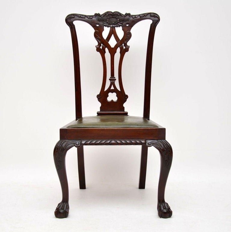 Antique Mahogany Chippendale Style Dining Table and Six ...