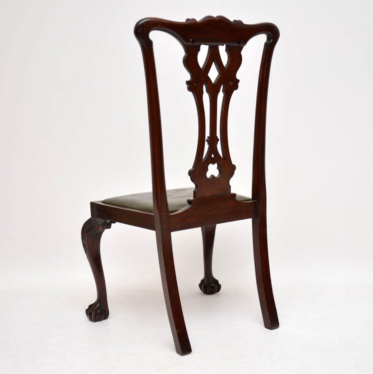 Antique Mahogany Chippendale Style Dining Table and Six Chairs at