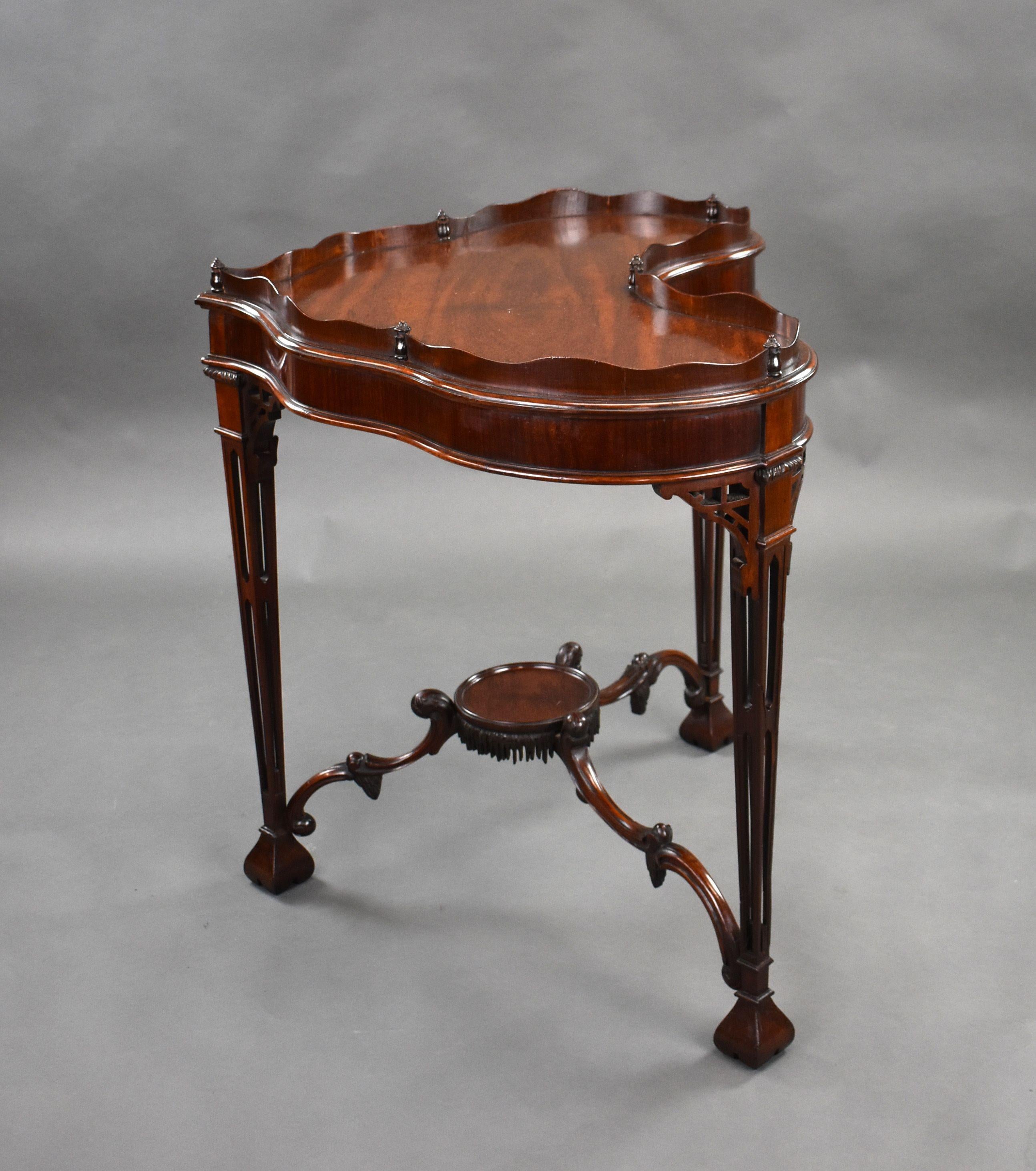 English Antique Mahogany Chippendale Style Silver Table For Sale