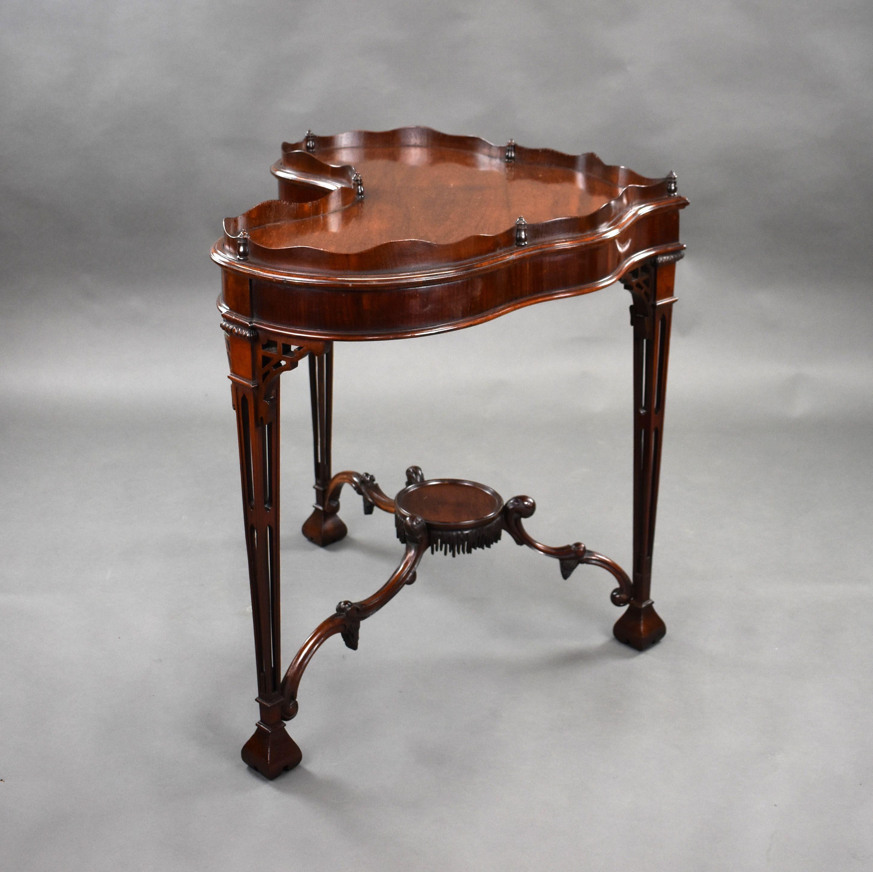 20th Century Antique Mahogany Chippendale Style Silver Table For Sale
