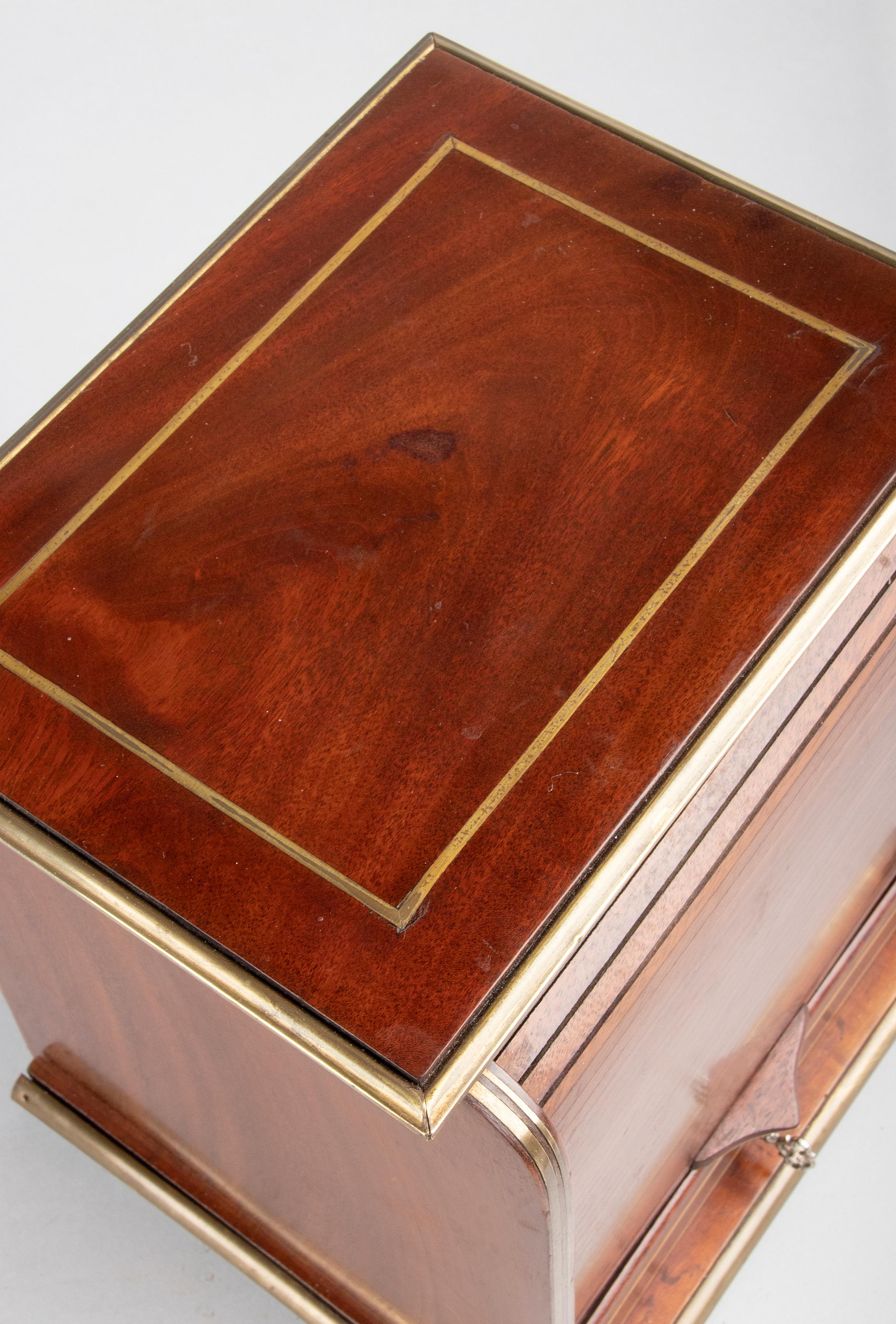 Antique Mahogany Cigar Box Humidor Tambour Sliding Door 1