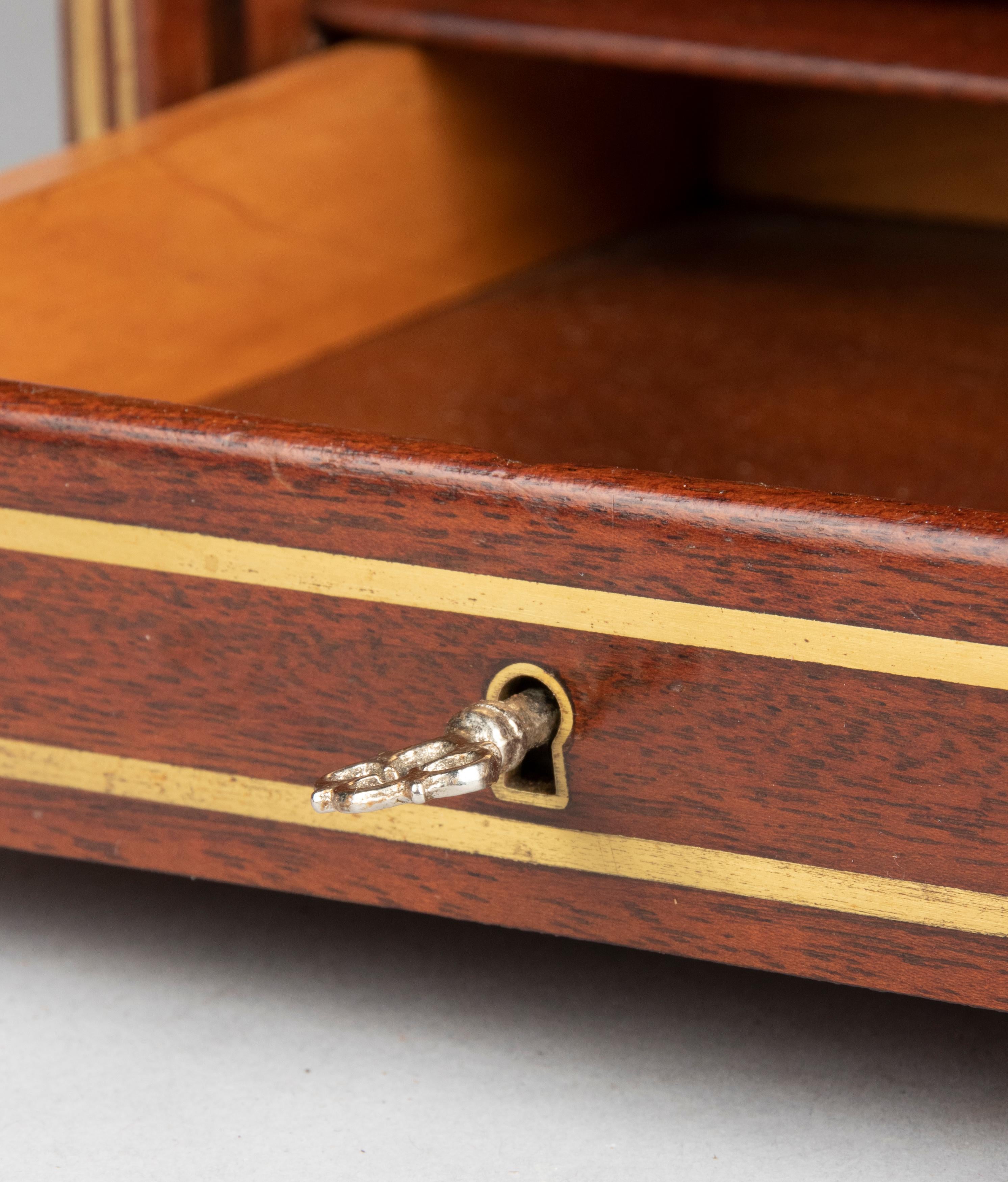 Antique Mahogany Cigar Box Humidor Tambour Sliding Door 2